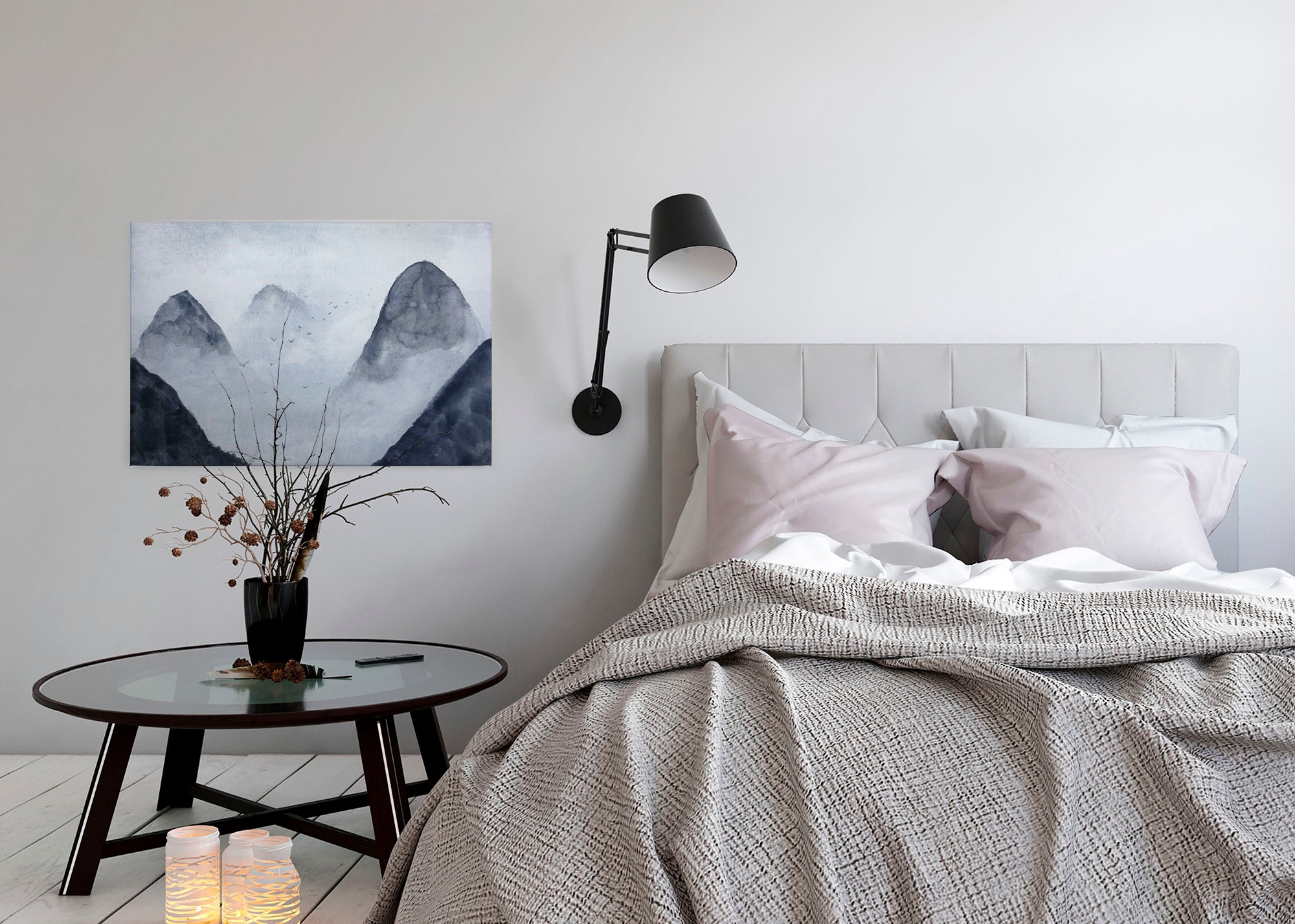 A.S. Création Leinwandbild »Misty Rocks«, Kunst-Berge-Kinder, (1 St.), Nebel Keilrahmen Berg Gebirge Landschaft Leinwand-Bild Wohnzimmer Wand