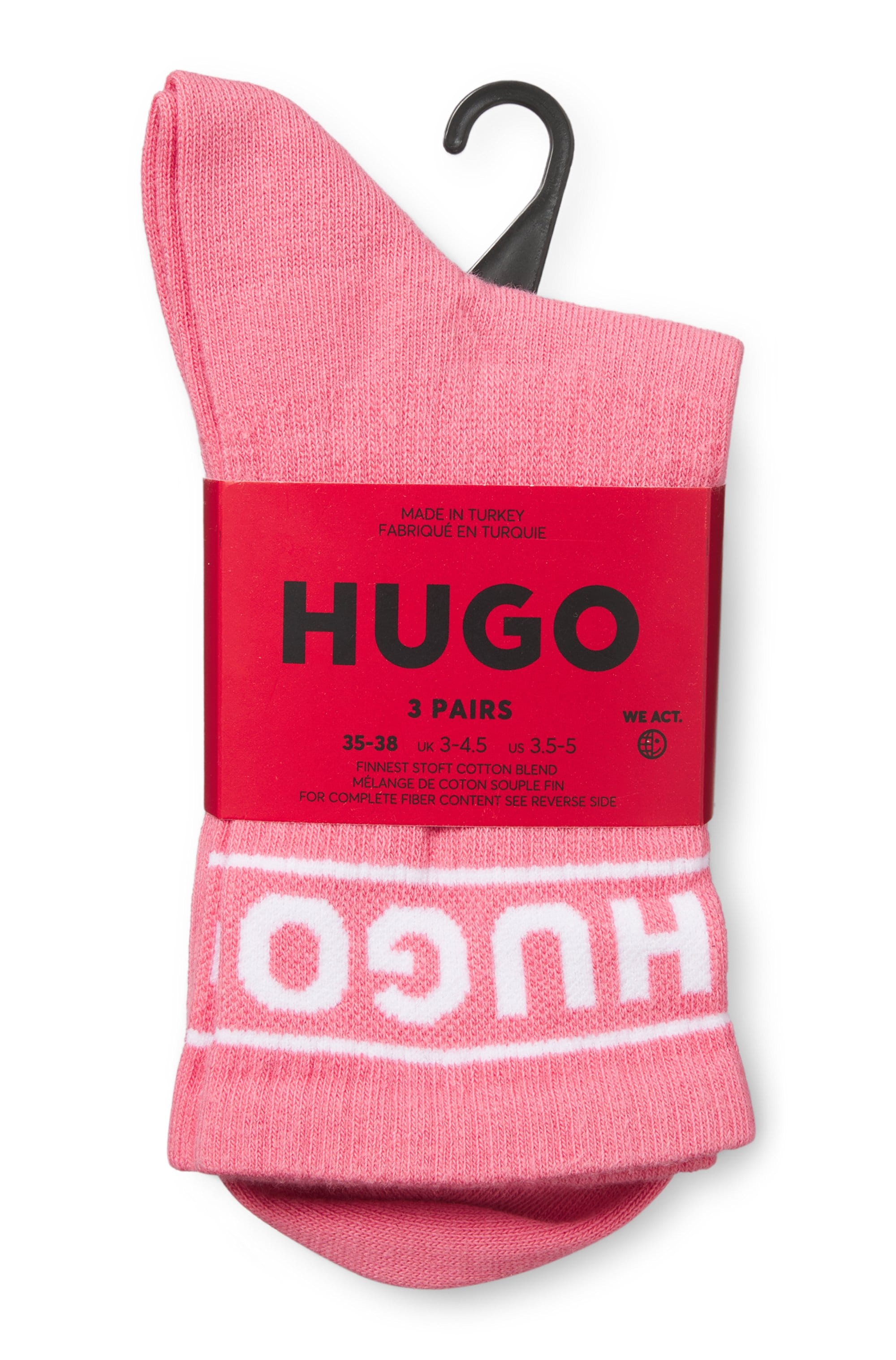 HUGO Underwear Freizeitsocken »3P QSRIB SPORTY CC W« Packung, 3er, 3 Paar tlg. mit kontrastfarbenem Logodetail