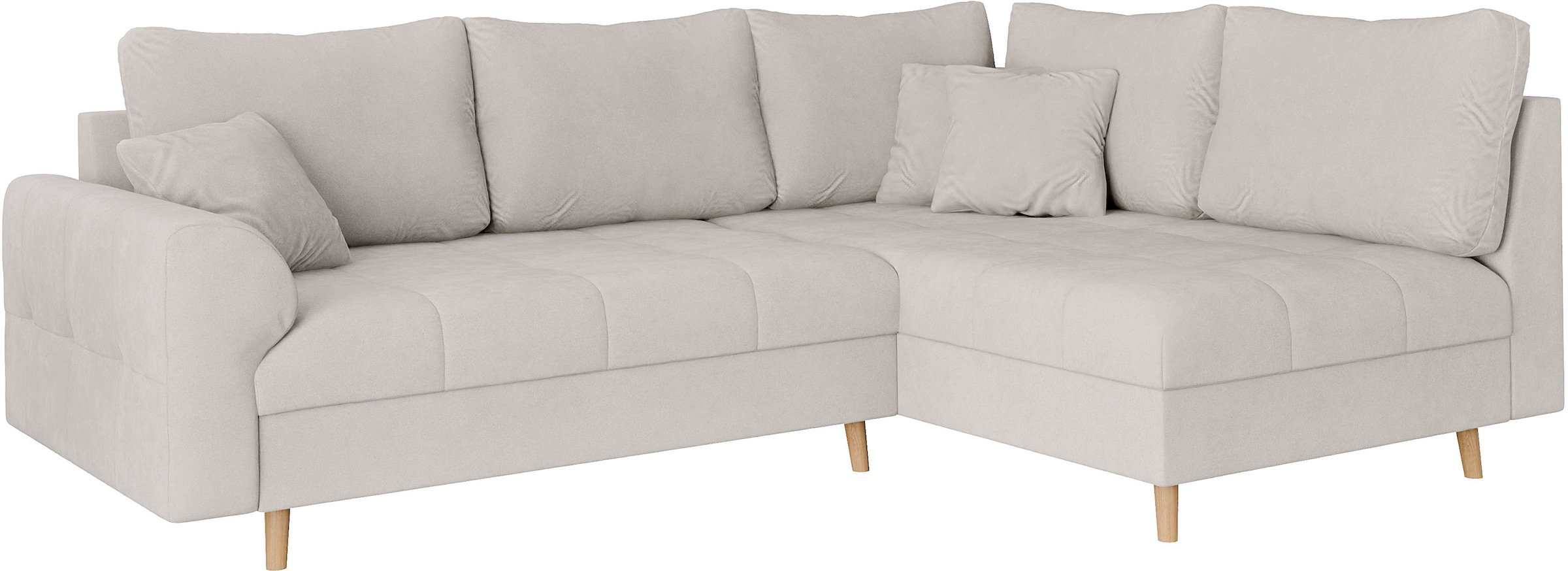 Home affaire Ecksofa »CHARRE L-Form mit Ottomane, Maße B/T/H: 231/161/81 cm«, feine Steppung, lose Rücken- und Zierkissen, auch in Cord und Bouclé