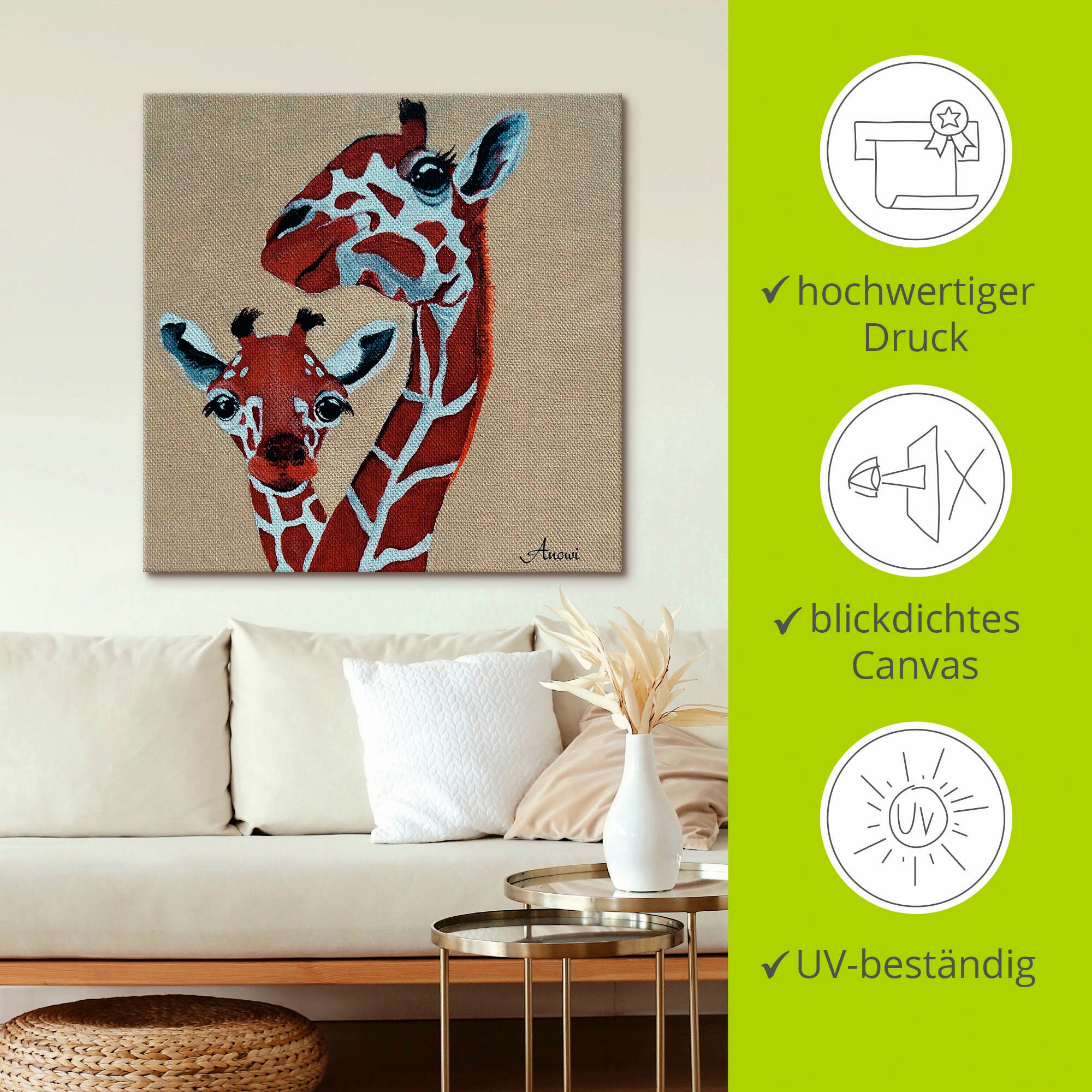 Artland Leinwandbild »Giraffen«, Wildtiere, (1 St.), auf Keilrahmen gespannt