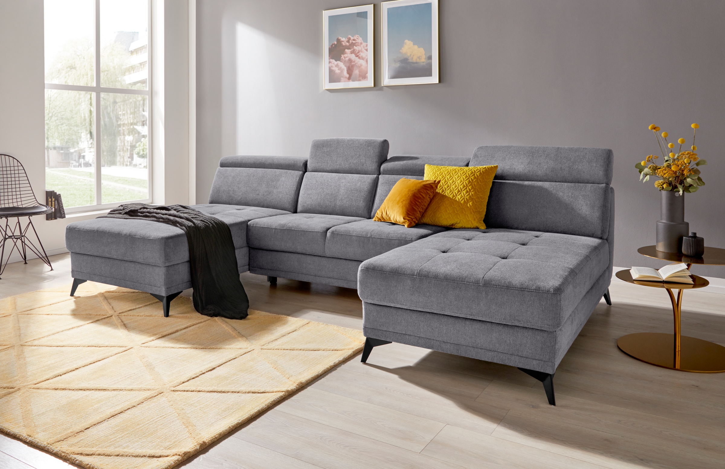 Home affaire Wohnlandschaft »Cardiz U-Form« inkl.Kopfteilverstellung und Fe günstig online kaufen