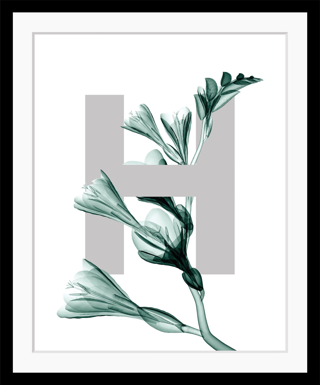queence Bild »H-Flower«, Buchstaben, Blätter, gerahmt, Blume günstig online kaufen