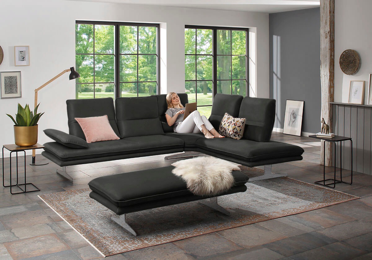 W.SCHILLIG Ecksofa »broadway, Designsofa, mit tollem Sitzkomfort, L-Form«, Sitztiefenverstellung, Kopfteil- & Seitenteilverstellung, Breite 284cm