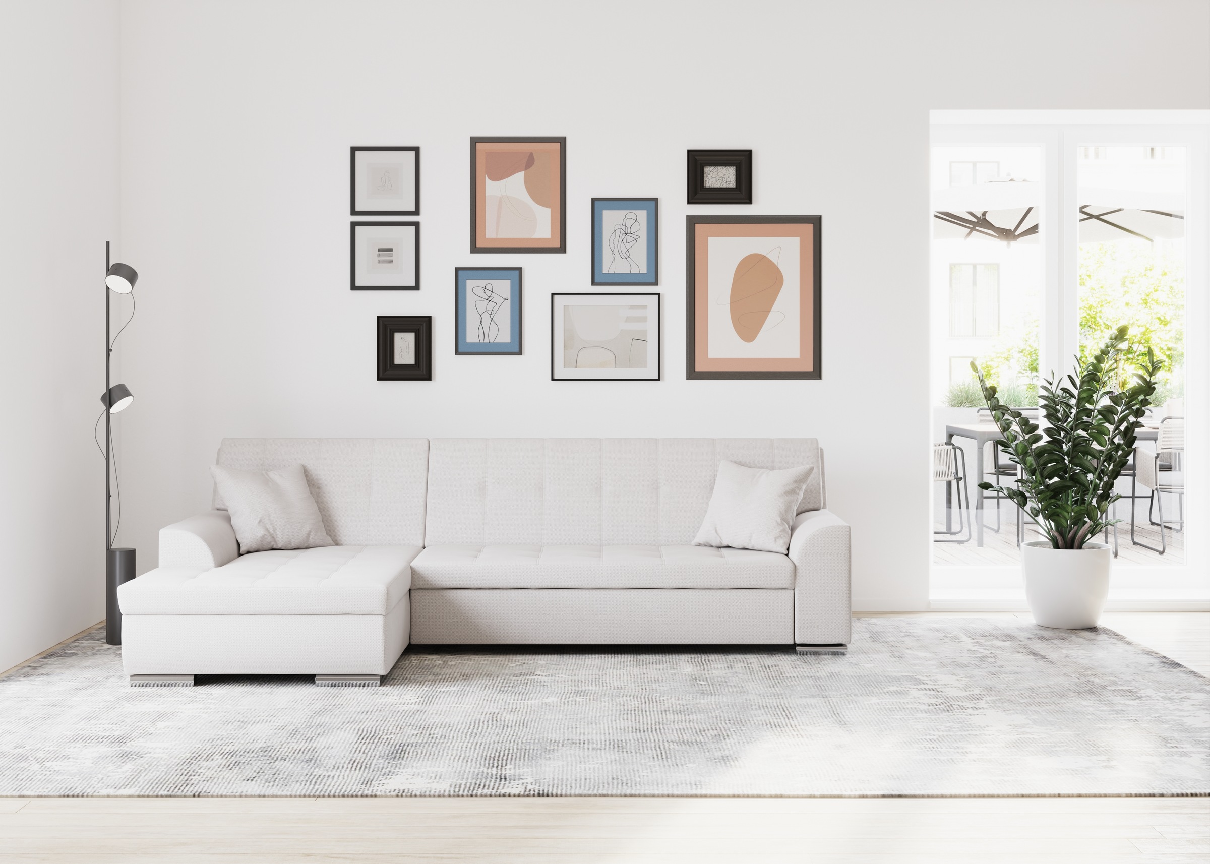 DOMO collection Ecksofa Treviso, wahlweise mit Bettfunktion, incl. Zierkissen