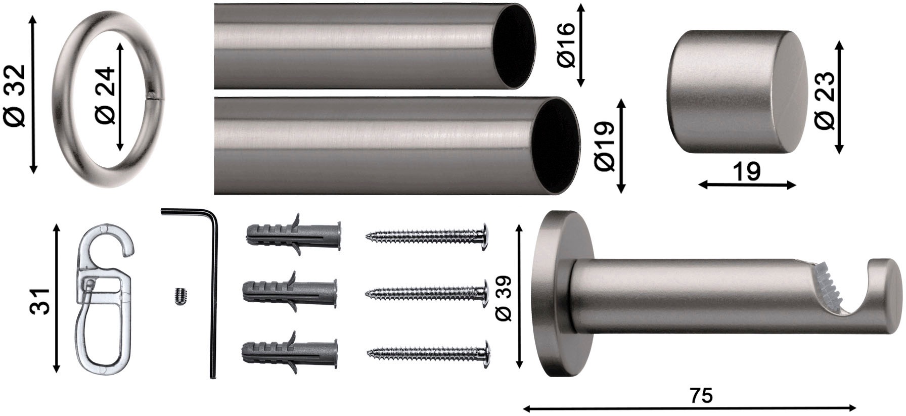 indeko Gardinenstange »Andrax« Ø 20 mm 1 läufig-läufig ausziehbar stufenlos günstig online kaufen