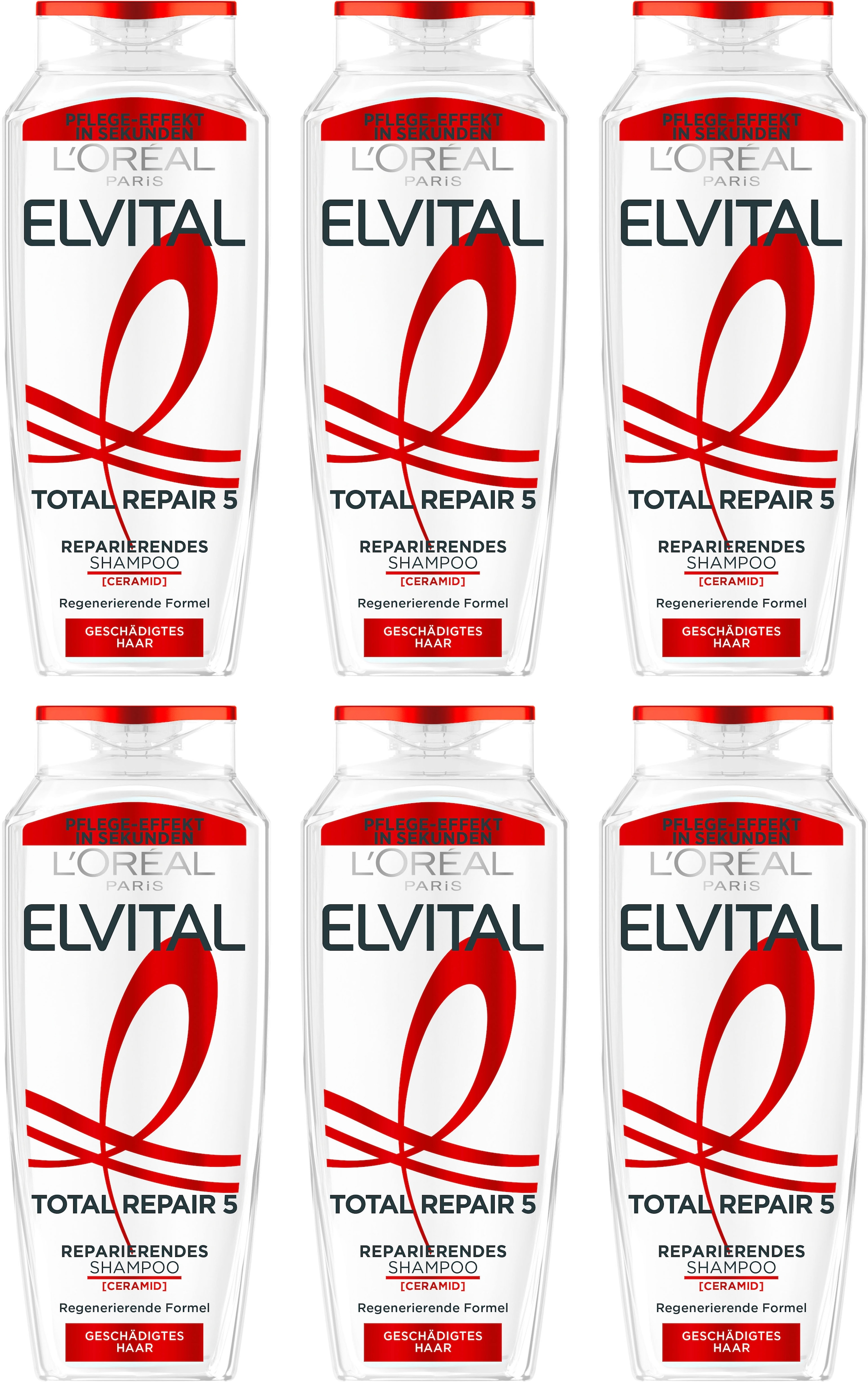 L'ORÉAL PARIS Haarshampoo »L'Oréal Paris Elvital Total Repair 5 Shampoo« Sorgt für Struktur-Aufbau, Widerstandskraft, Vitalität und mehr.