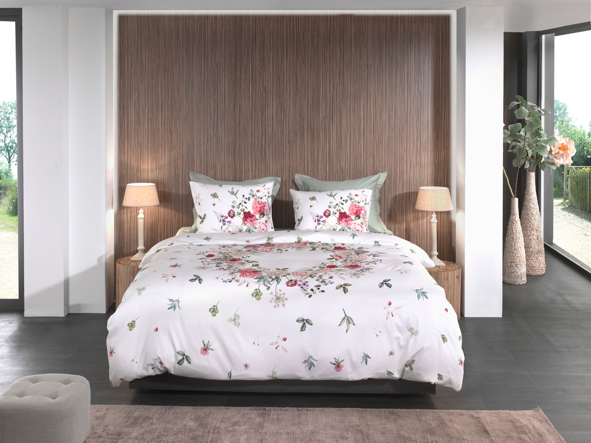 Heckett & Lane Bettwäsche »Ghirlanda« 2 tlg. 100% Baumwolle, hochwertiges Mako-Satin, Bettwäsche ab 135x200 cm.