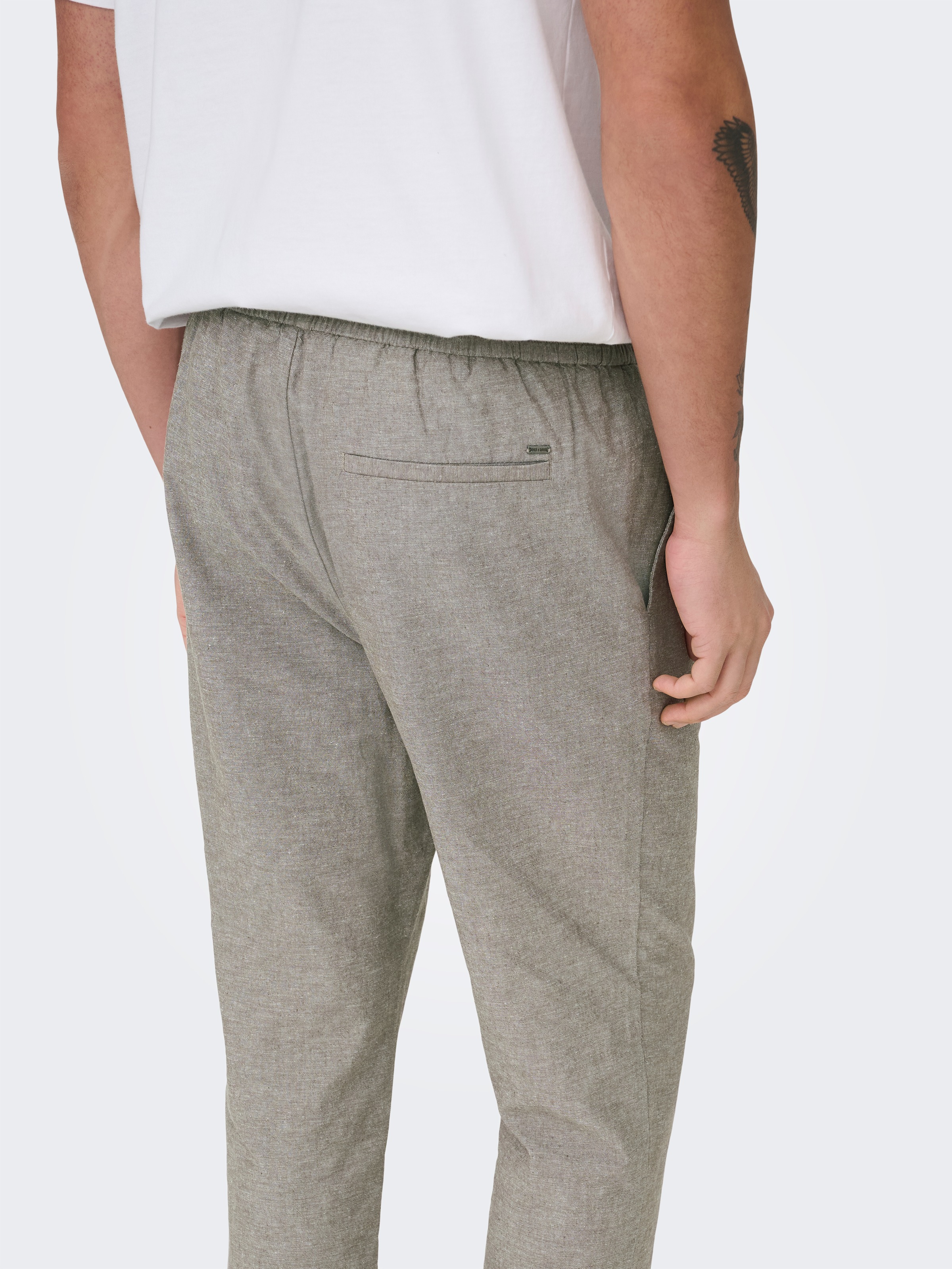 ONLY & SONS Schlupfhose »ONSLINUS CROP 0007 COT LIN PNT NOOS«  Baumwolle mit Leinen, Gummizug und Kordel