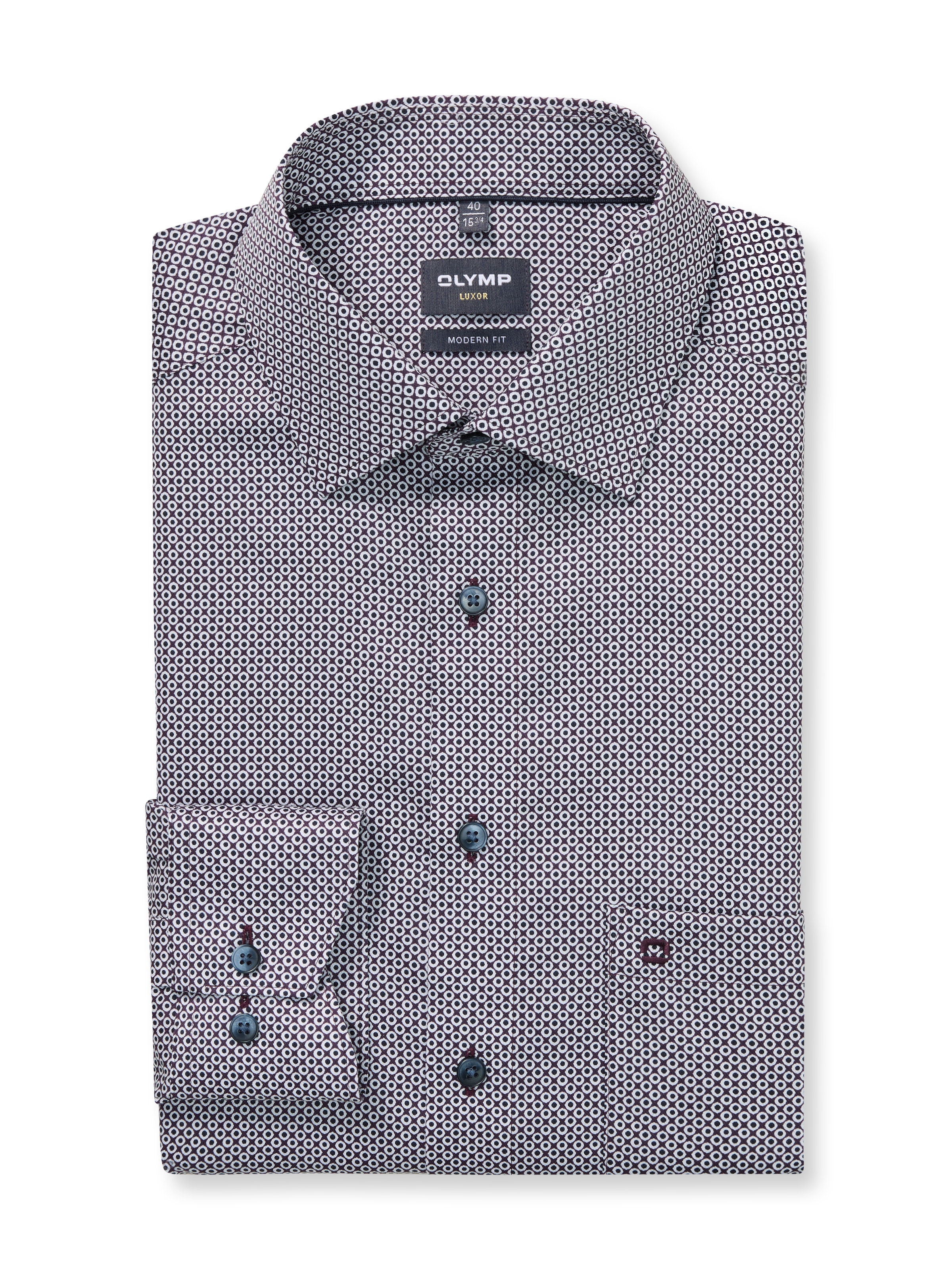 OLYMP Langarmhemd »Luxor« fein gemustert, Businesshemd, modern fit, New Kentkragen