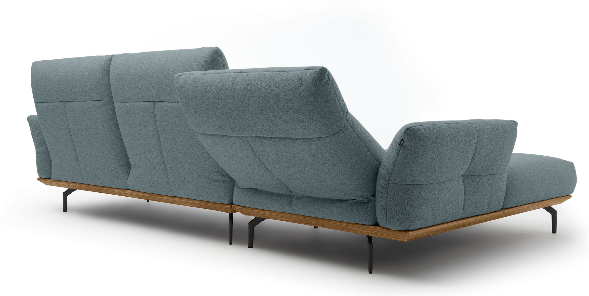 Creation BY ROLF BENZ Ecksofa »hs.460«, Sockel in Nussbaum, Winkelfüße in Umbragrau, Breite 318 cm