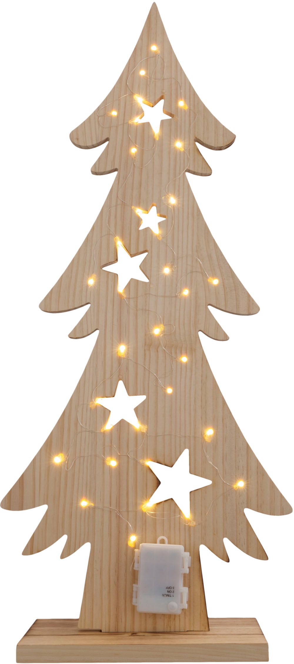 näve LED Baum »Tannenbaum, Weihnachtsdeko aus Holz«, Leuchtmittel LED-Board | LED fest integriert, Holz-Stehleuchte, Höhe ca. 80 cm, Batteriebetrieben