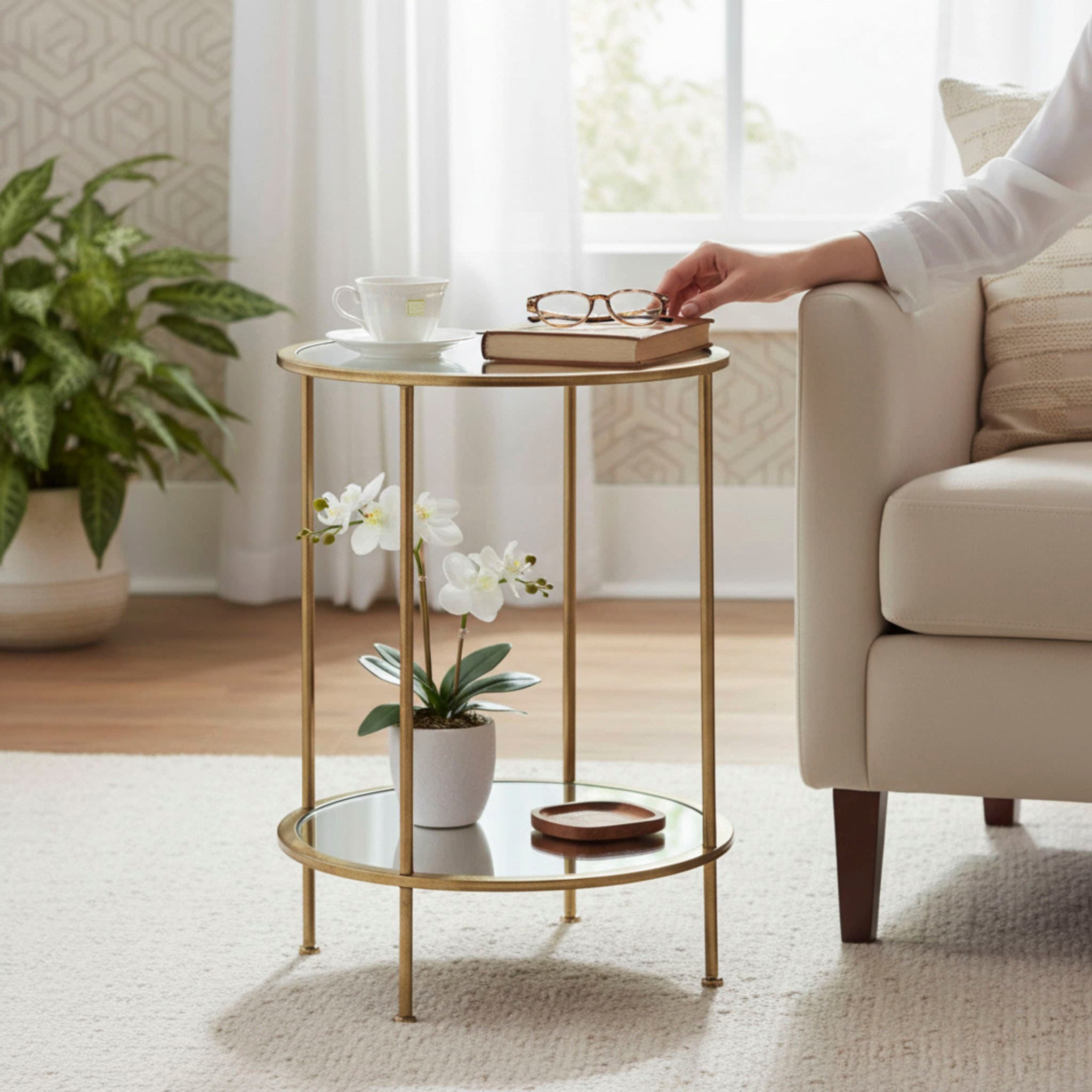 HAKU Beistelltisch »Sofatisch, Wohnzimmertisch« 1 Stk. tlg. rund - aus Metall Gold - Ø/H 38/55 cm
