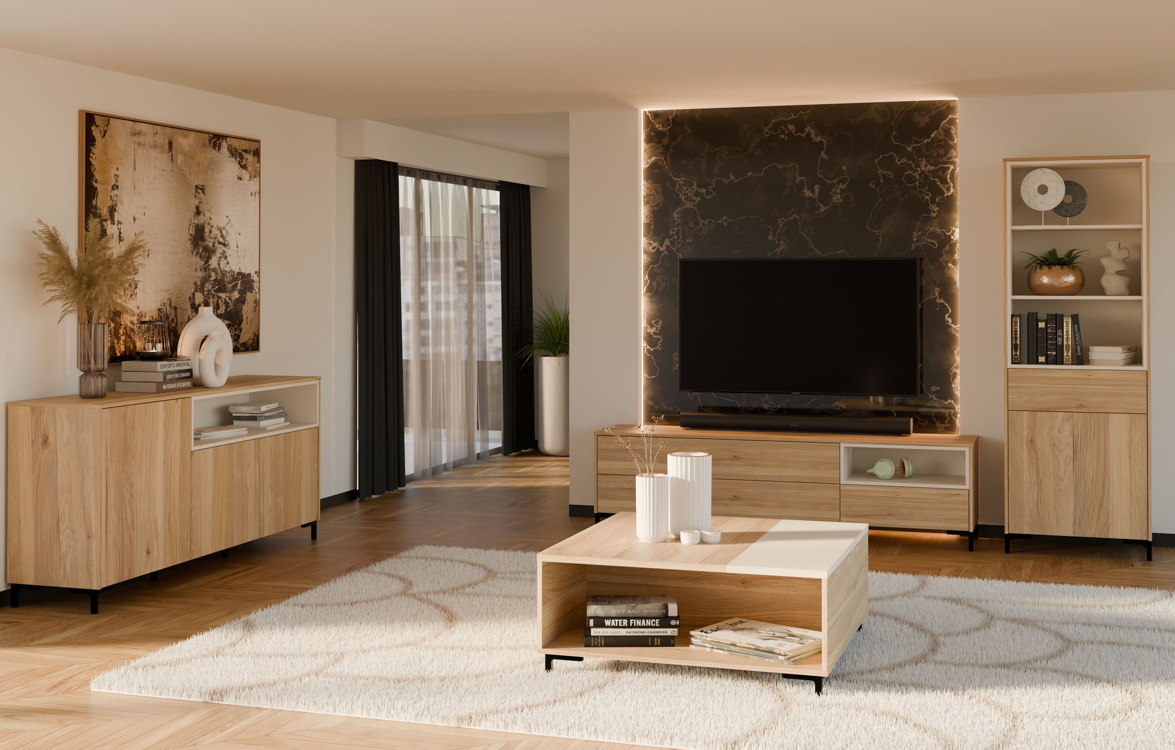 FORTE Couchtisch "Galactique" Couchtisch, 2 farbiges Dekor 2 Ablagefächer, günstig online kaufen