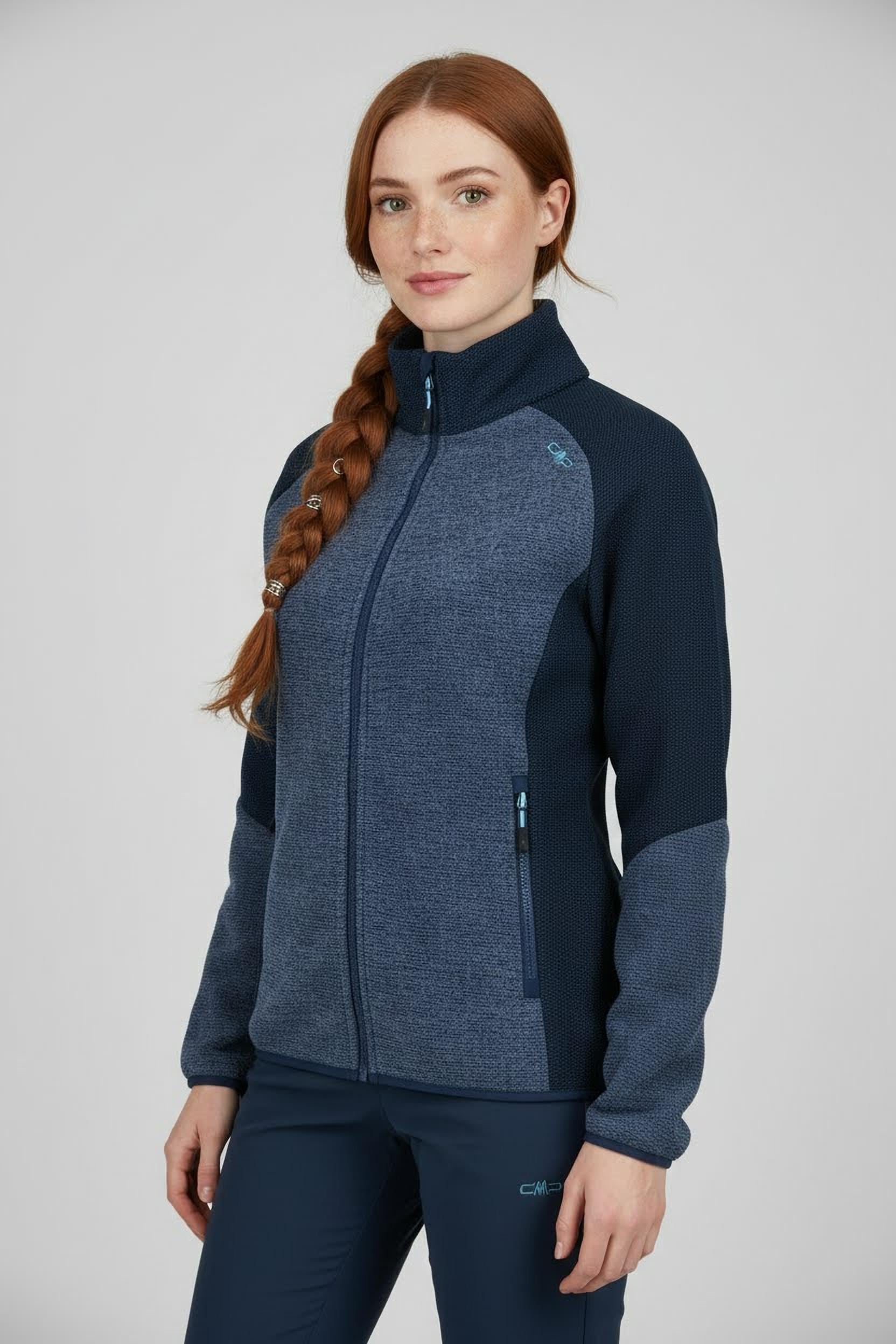 CMP Strickfleecejacke sportlicher Stil, mit Reißverschluss, atmungsaktiv, schnell trocknend