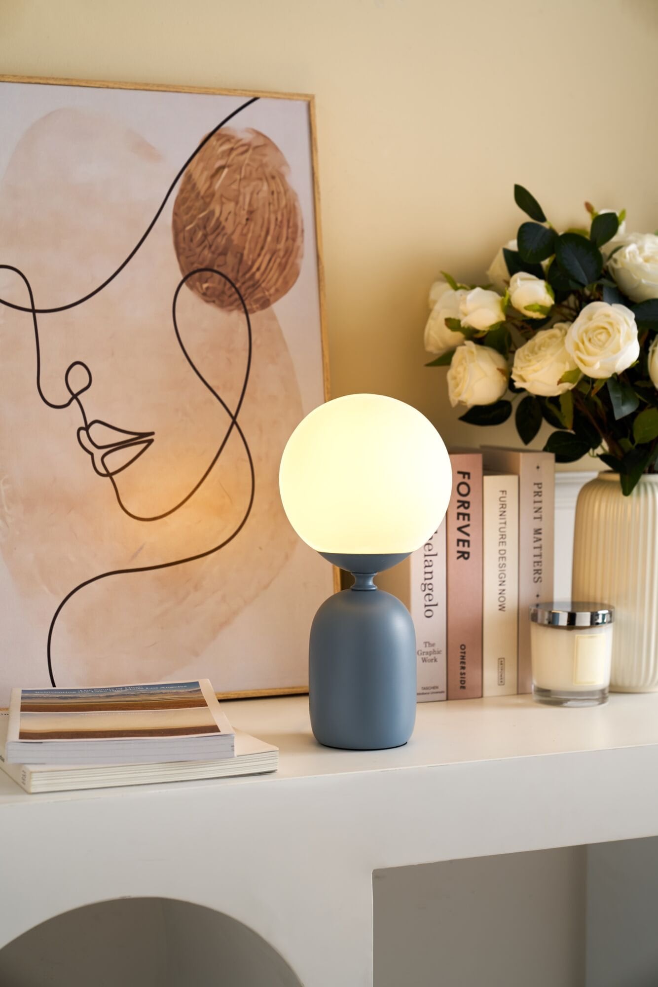 Pauleen Tischleuchte »Glowing Charm max 20W Blau/weiß Keramik«, 1 flammig, günstig online kaufen