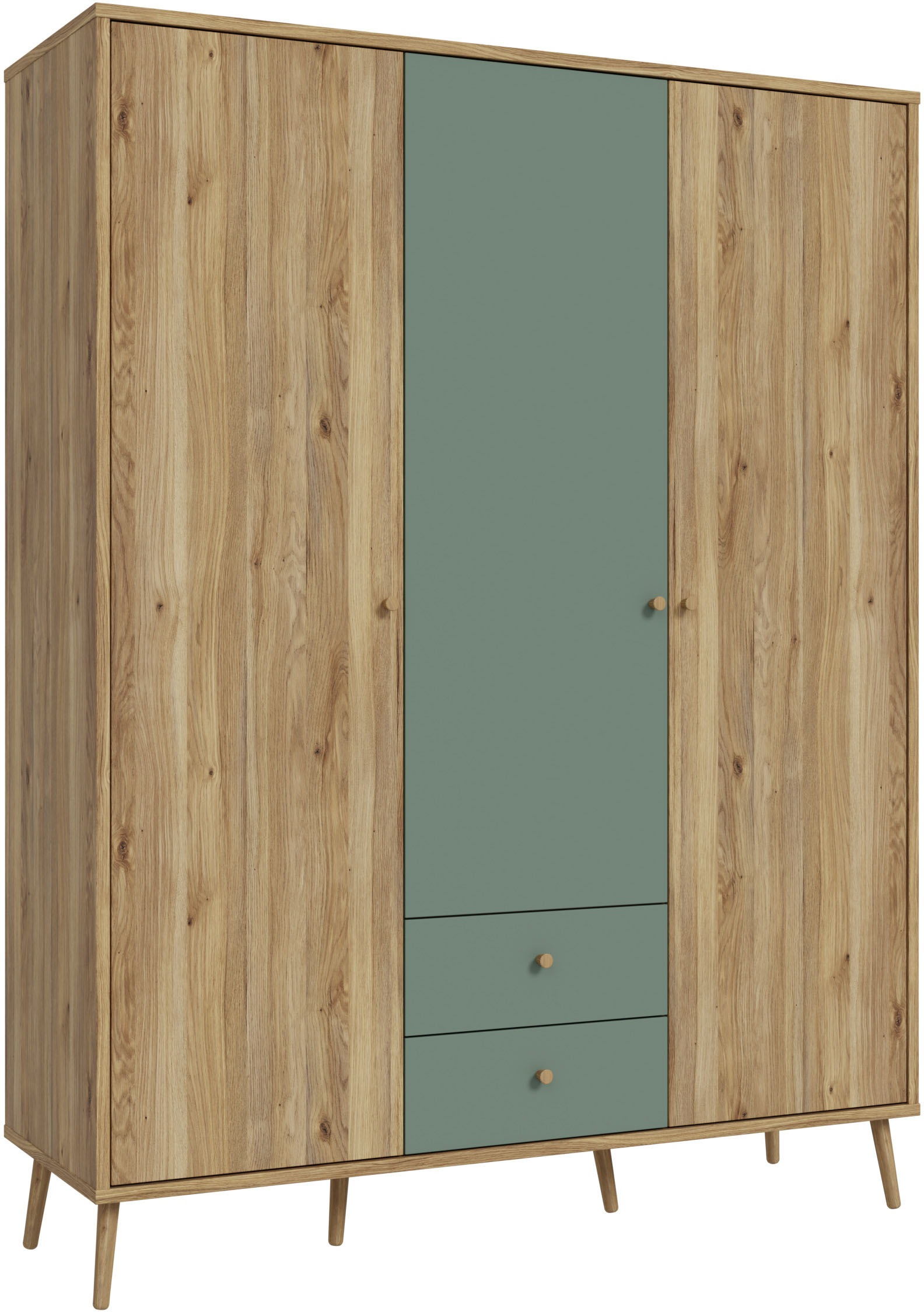FORTE Kleiderschrank B/H/T ca. 94,5x185,6x52,2 cm, Salbei, Drehtürenschrank günstig online kaufen