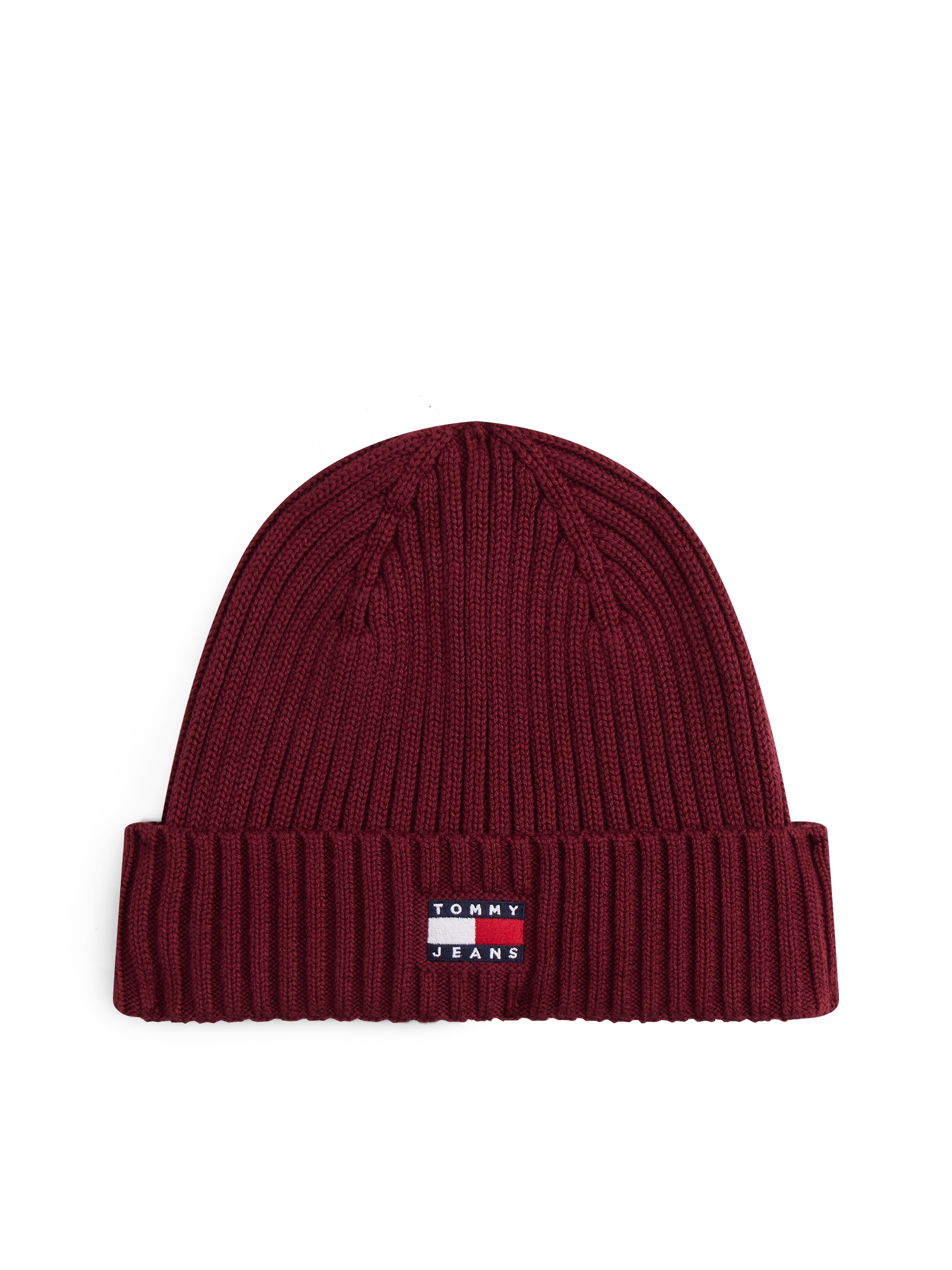 TOMMY JEANS Beanie »TJM HERITAGE CORE« Rippstrick, Umschlag, normale Passform Red Wine