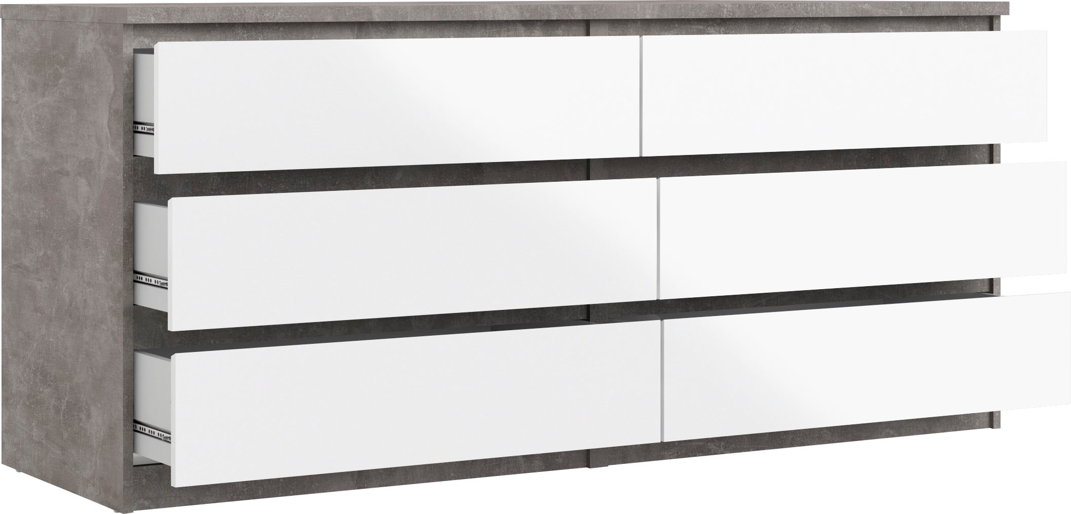 INOSIGN Kommode »Naia«, Hochglanz-Optik, mit abgerundeten Schubladenkanten auf Metallgleiter