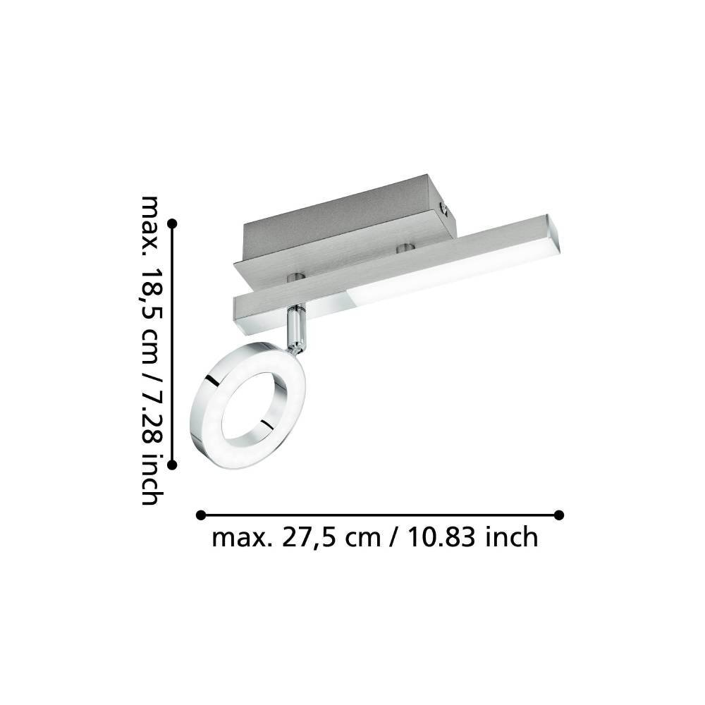 EGLO LED Wandleuchte »CARDILLIO 1 Deckenlampe, Chrom, 1 flammig, schwenkbare Lampenköpfe«, 2 flammig, Leuchtmittel LED-Board | LED fest integriert, Spot, warmweißes Licht, Wohnzimmer, Esszimmer, Küche, Flur, 22,5x6,5cm