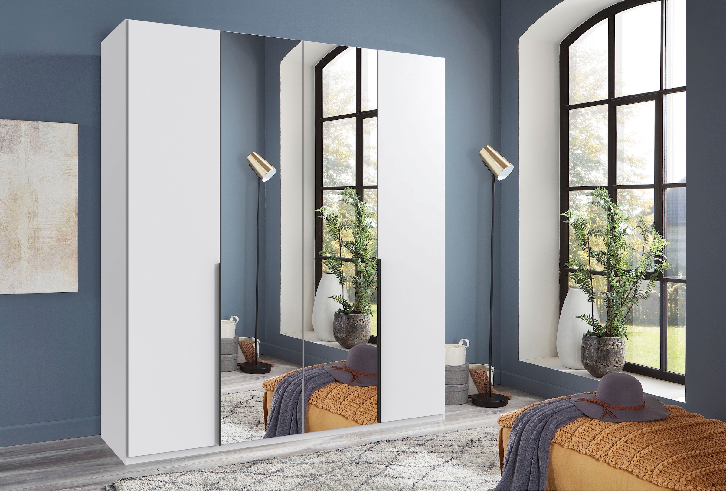 Wimex Kleiderschrank »Mugano,in 8 Breiten,3 Höhen,2 Tiefen, viele Farben, Made in Germany«, (in Basic oder Premium Ausstattung mit 2 weiteren Einlegeböden), mit langen oder kurzen Griffen aus Metall, mit oder ohne Spiegel