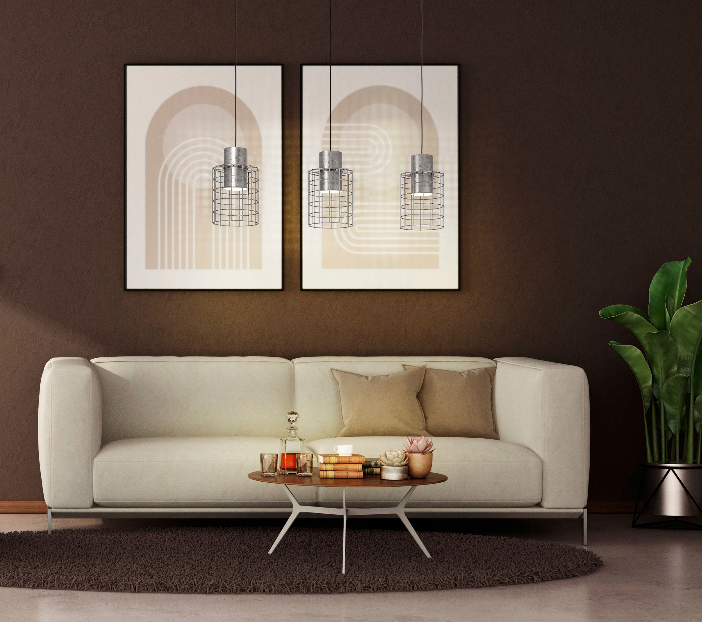 EGLO Hängeleuchte »MILLIGAN« E27 1 Stk. Hängeleuchte und weiß aus Stahl - e günstig online kaufen