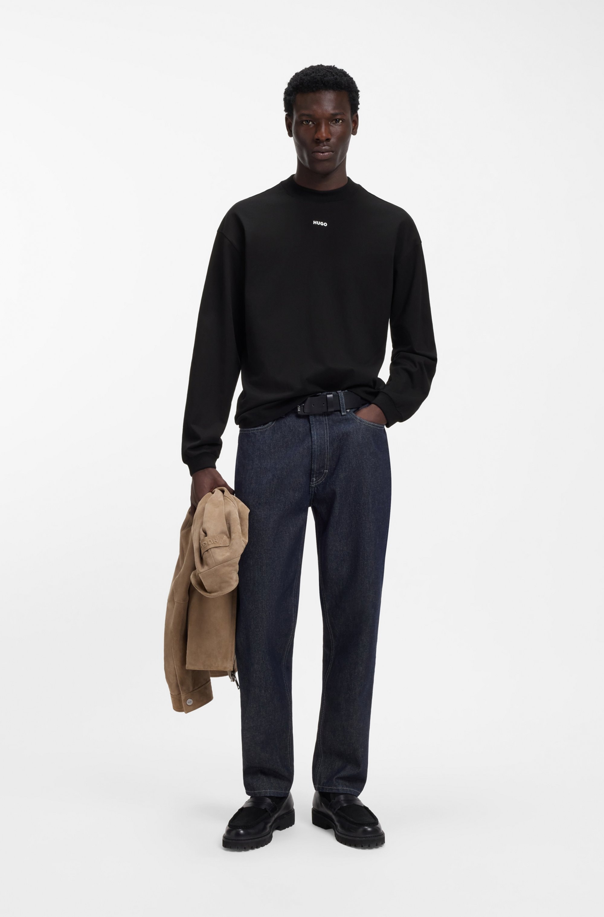 HUGO Langarmshirt »Daposo« Rundhalsausschnitt, Relaxed Fit, Ärmelbündchen