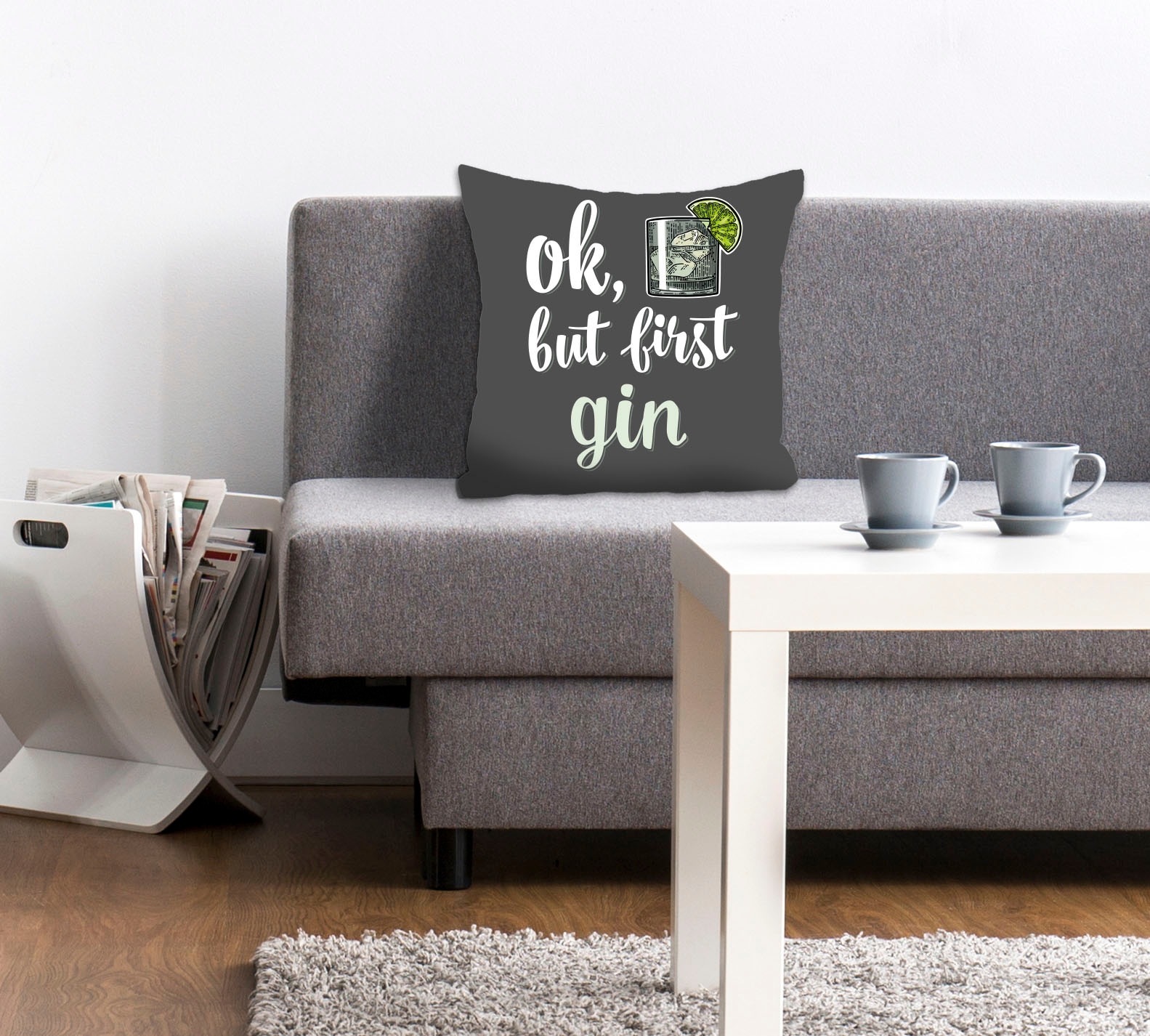 queence Dekokissen »ok, but first gin«, mit einem Schriftzug