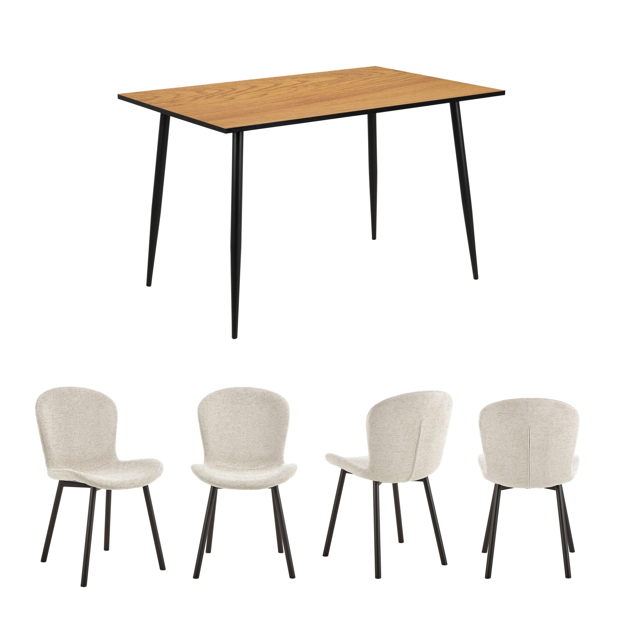 ACTONA GROUP Esszimmer-Set »Esspruppe, Speisetisch mit Wohnzimmerstühlen« K günstig online kaufen