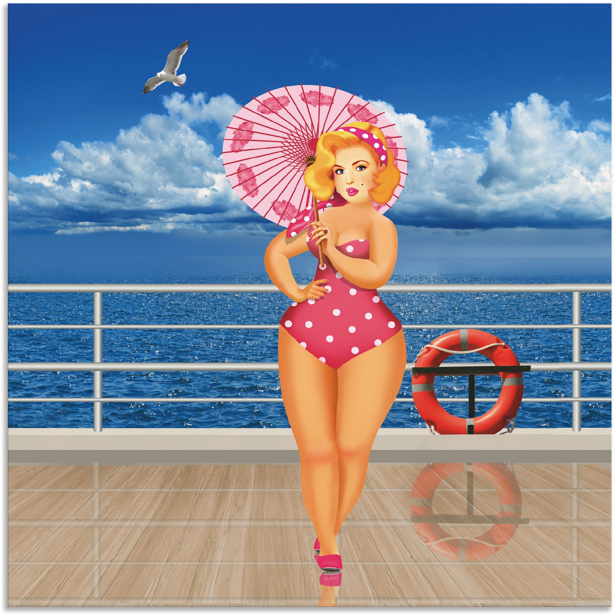 Artland Wandbild »Pin-Up Girl«, Poster Größen Leinwandbild, auf Alubild, bestellen oder in als Bilder Frauen, St.), von (1 versch. Wandaufkleber Rechnung