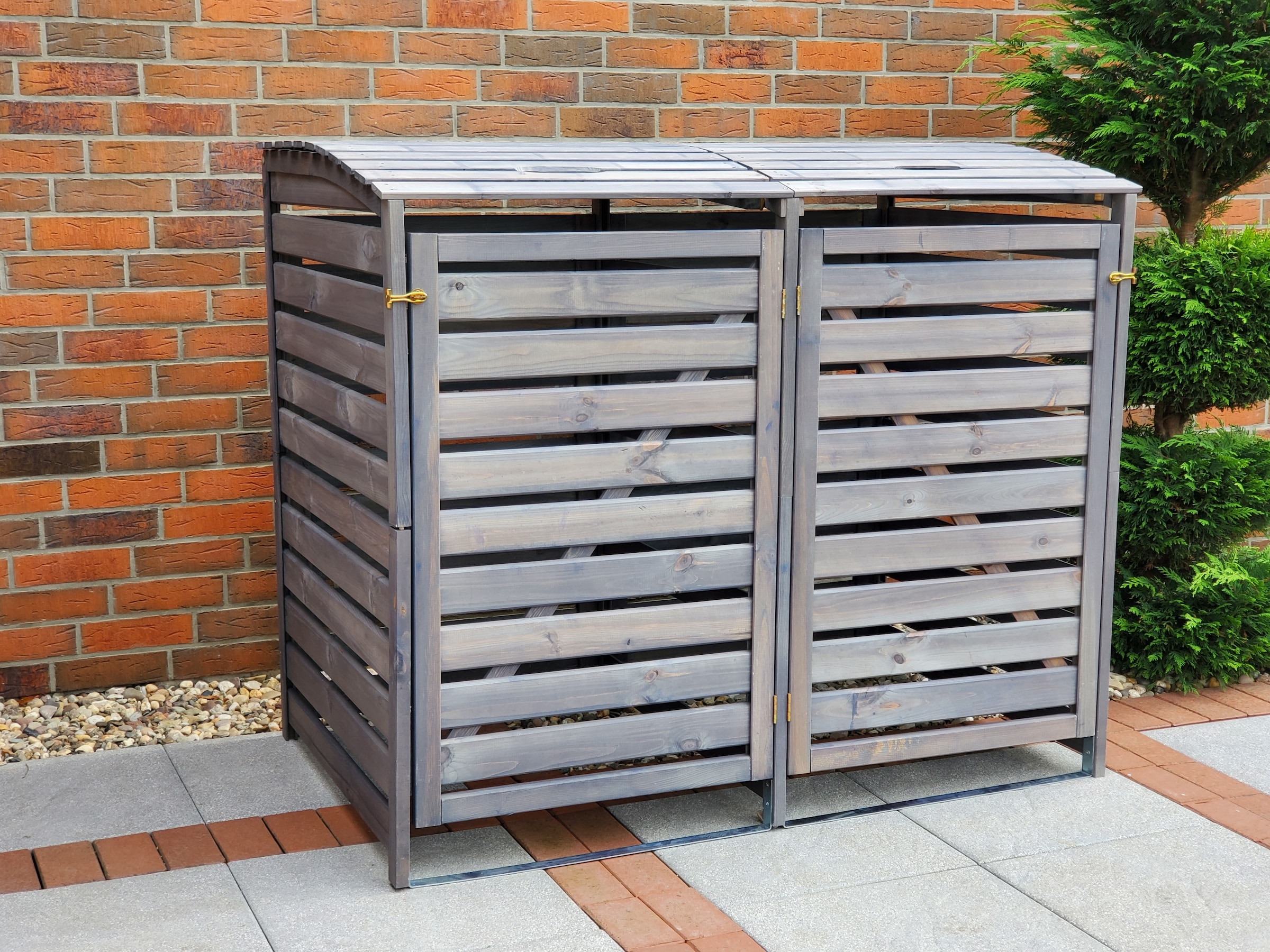 promadino Mülltonnenbox »Vario III«, für 2 Tonnen, robust aus ökologisch, zertifiziertem Kiefernholz