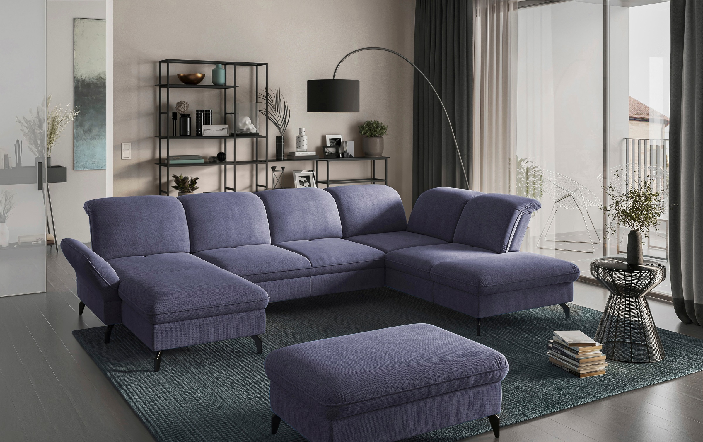 sit&more Wohnlandschaft »Leandro U-Form«, Wahlweise mit Bett-, Kopfteil - und Armlehnfunktion, sowie Bettkasten