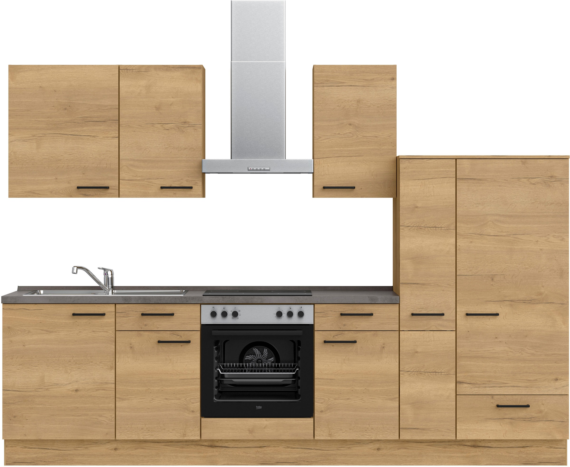 nobilia® Küchenzeile »"Structura I"« vormontiert, Ausrichtung wählbar, Breite 300 cm, wahlw. mit E-Geräten