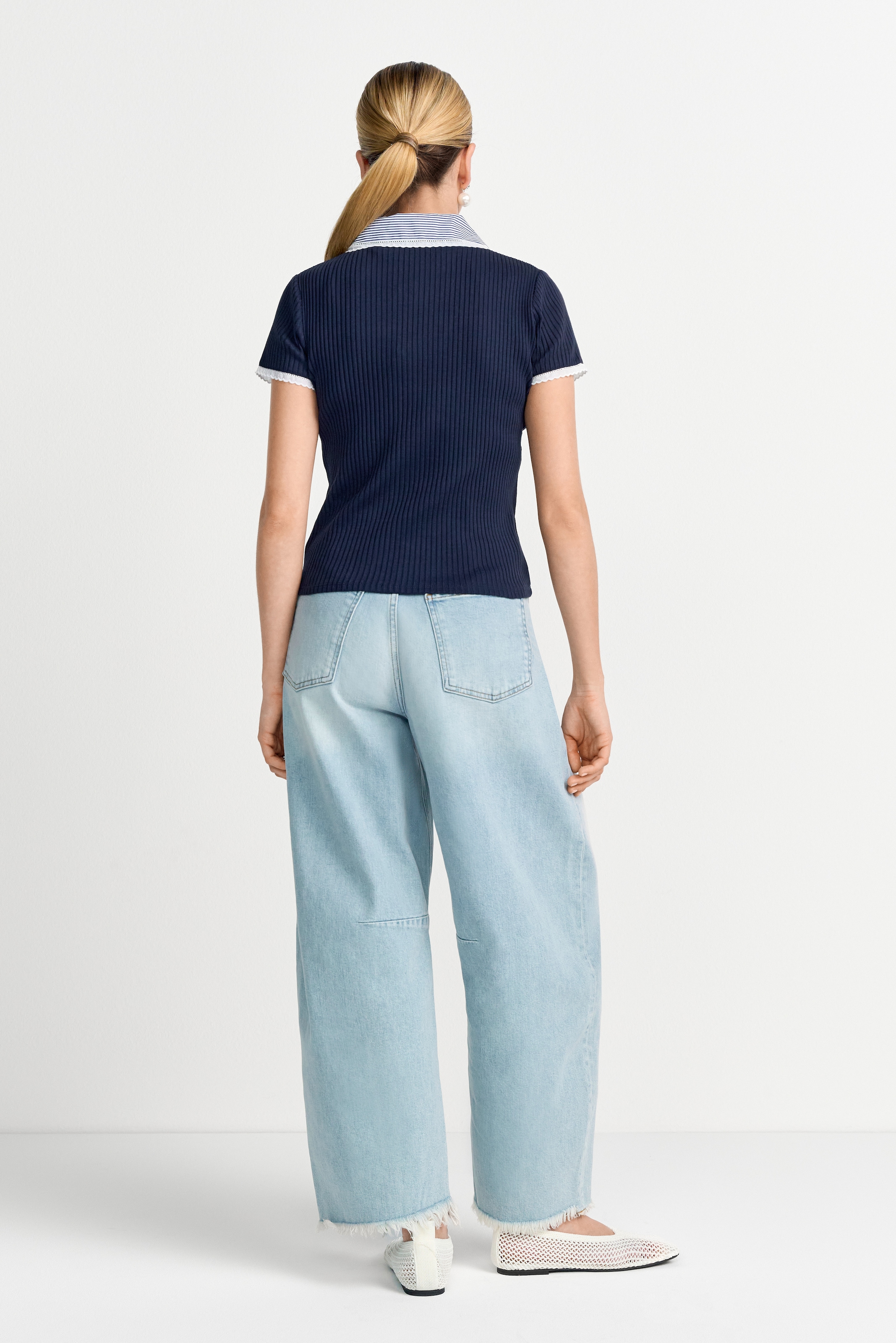 RICHROYAL Poloshirt im Lagen-Look, Shirt mit V-Ausschnitt und integriertem Blusenkragen