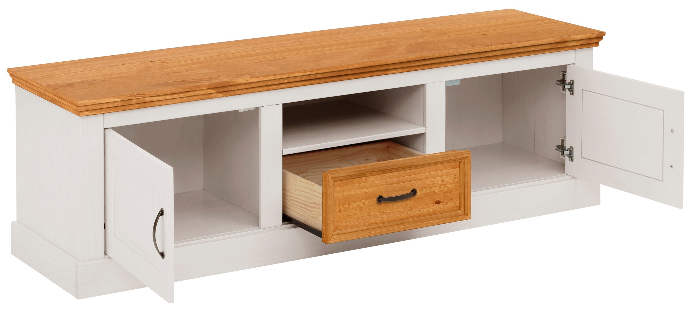 Home affaire Wohnwand »Selma«, (Set, 3 St.), 2 Vitrinen und 1 Lowboard, aus massivem Kiefernholz