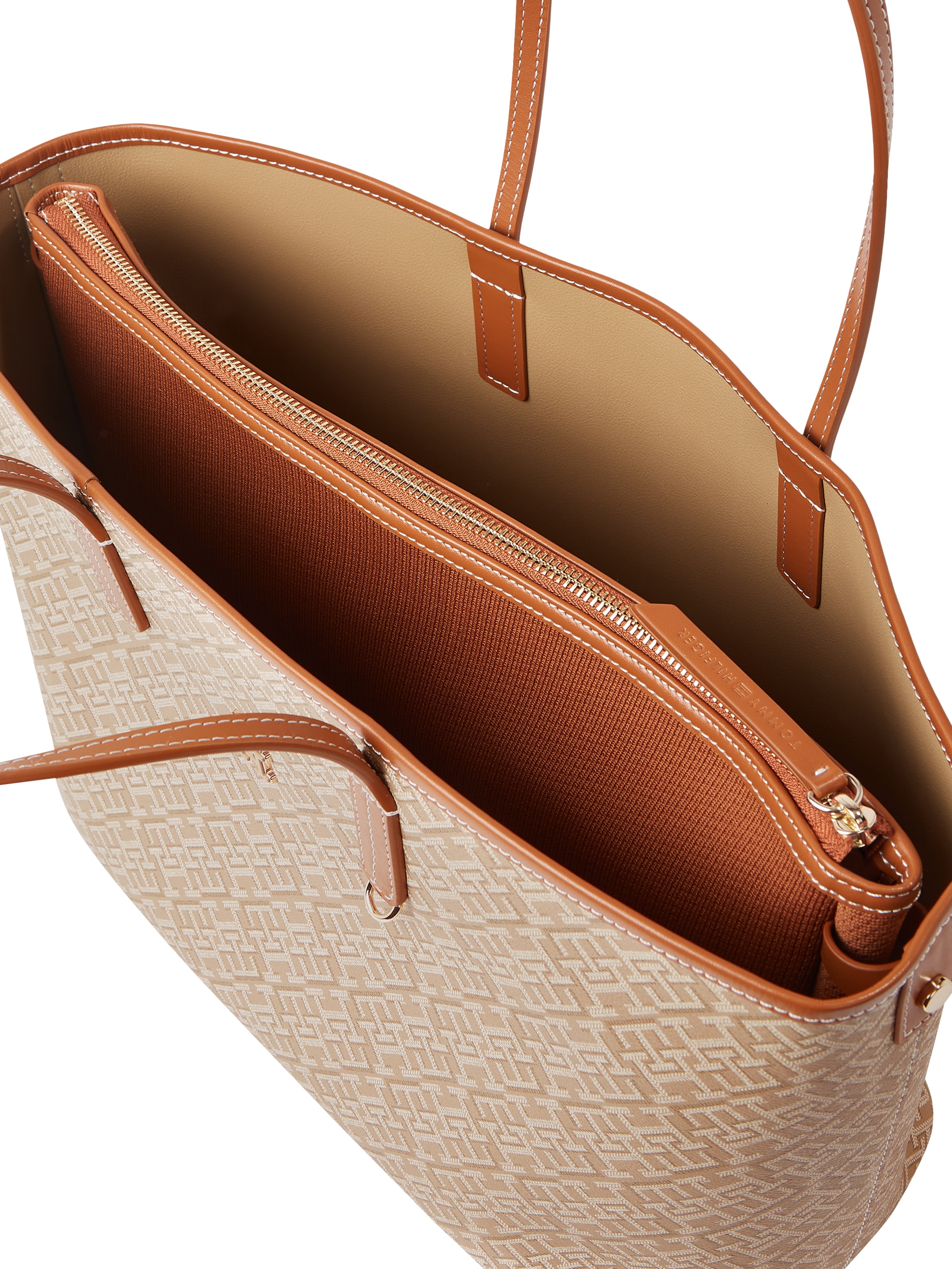 Tommy Hilfiger Tragetasche »TH MONOPLAY LEATHER TOTE«, Damen Schultertasche, Henkeltasche, Shopper mit Allover-Print