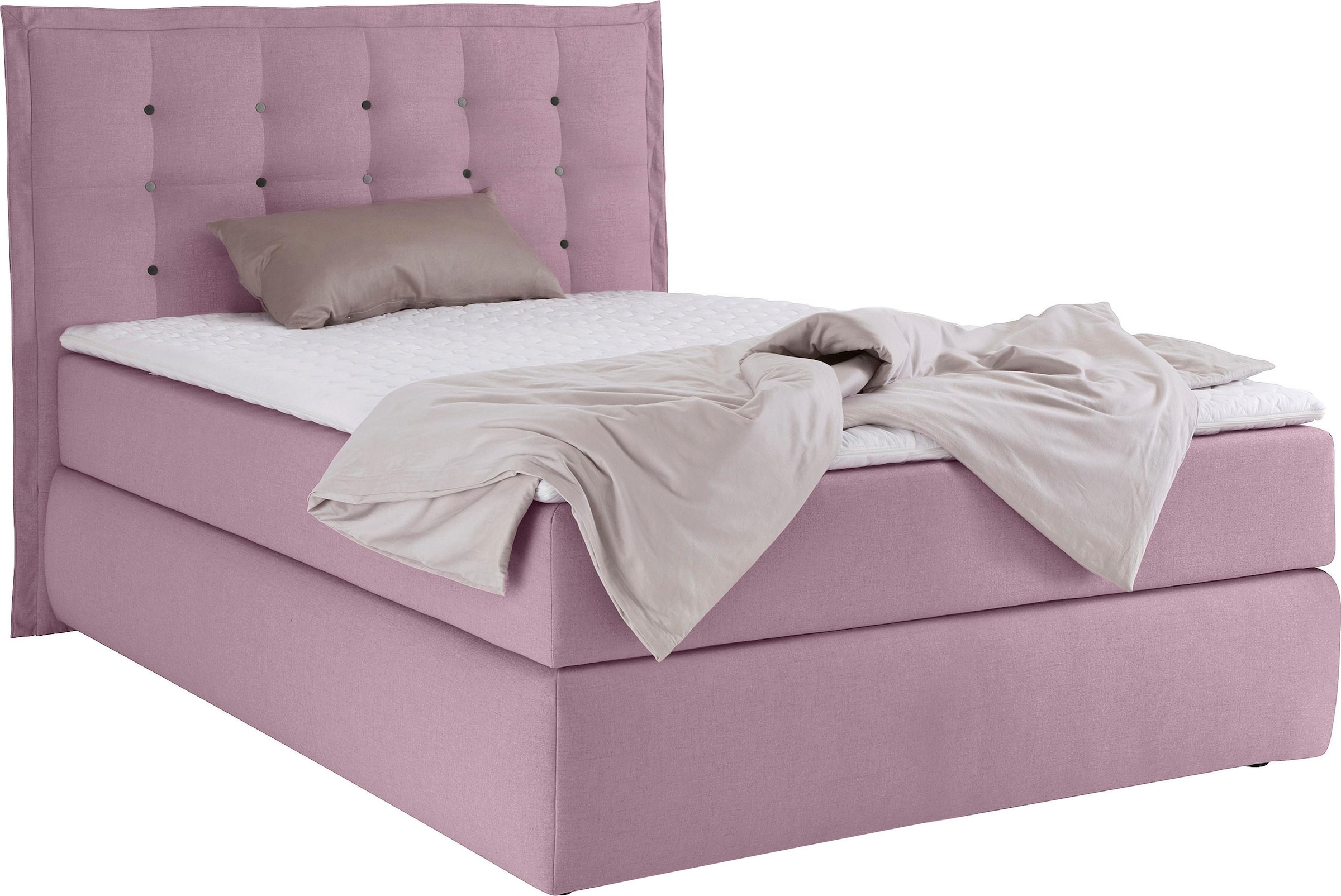 INOSIGN Boxspringbett »Sagres«, Kopfteil mit 2farbiger Flatterbiese und zweifarbigen Knöpfen