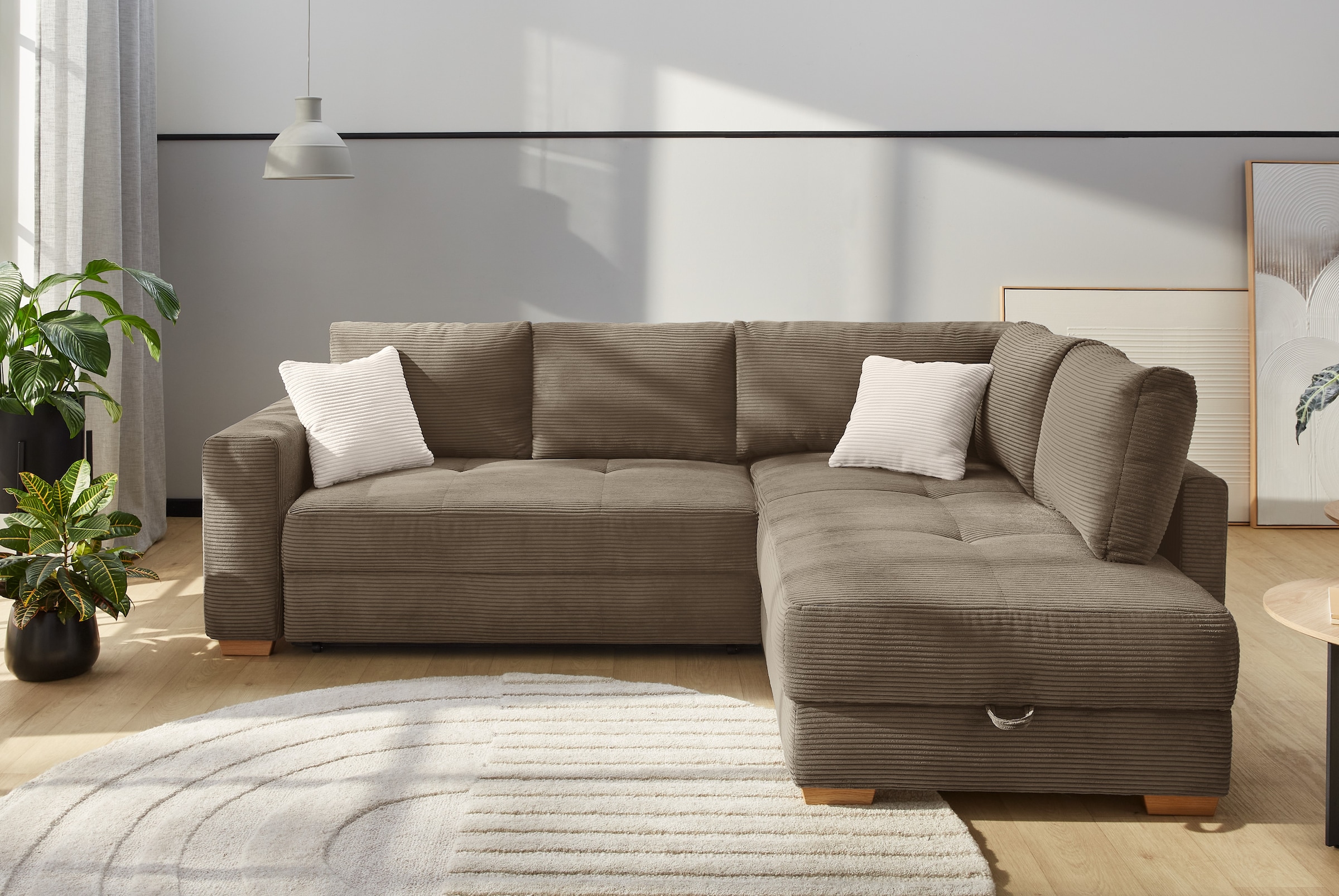 Jockenhöfer Gruppe Ecksofa "Sunset, Dauerschlafsofa mit" Tonnentaschen-Fede günstig online kaufen