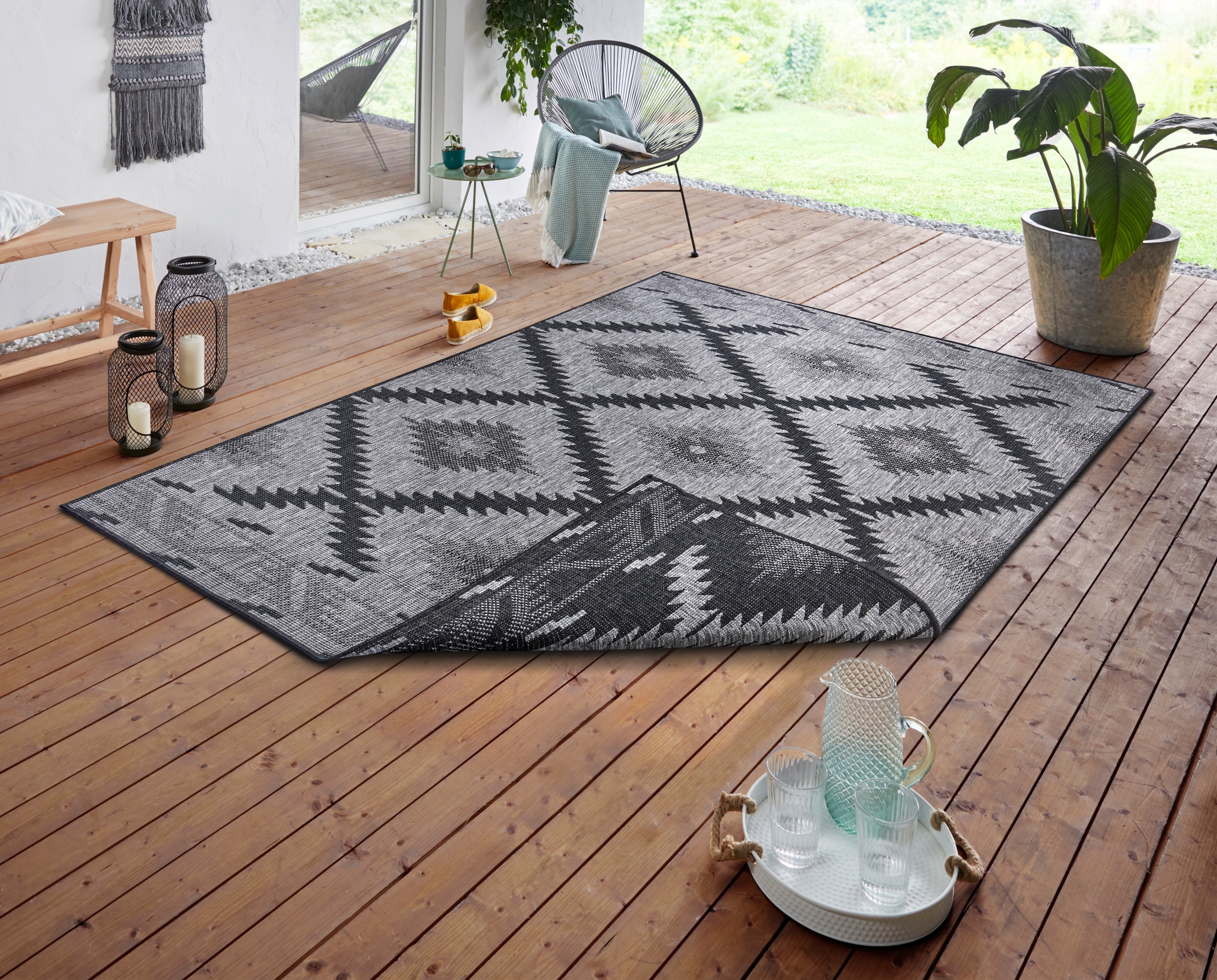 NORTHRUGS Teppich »Malibu Wendeteppich«, rechteckig, 5 mm Höhe, In-& Outdoo günstig online kaufen