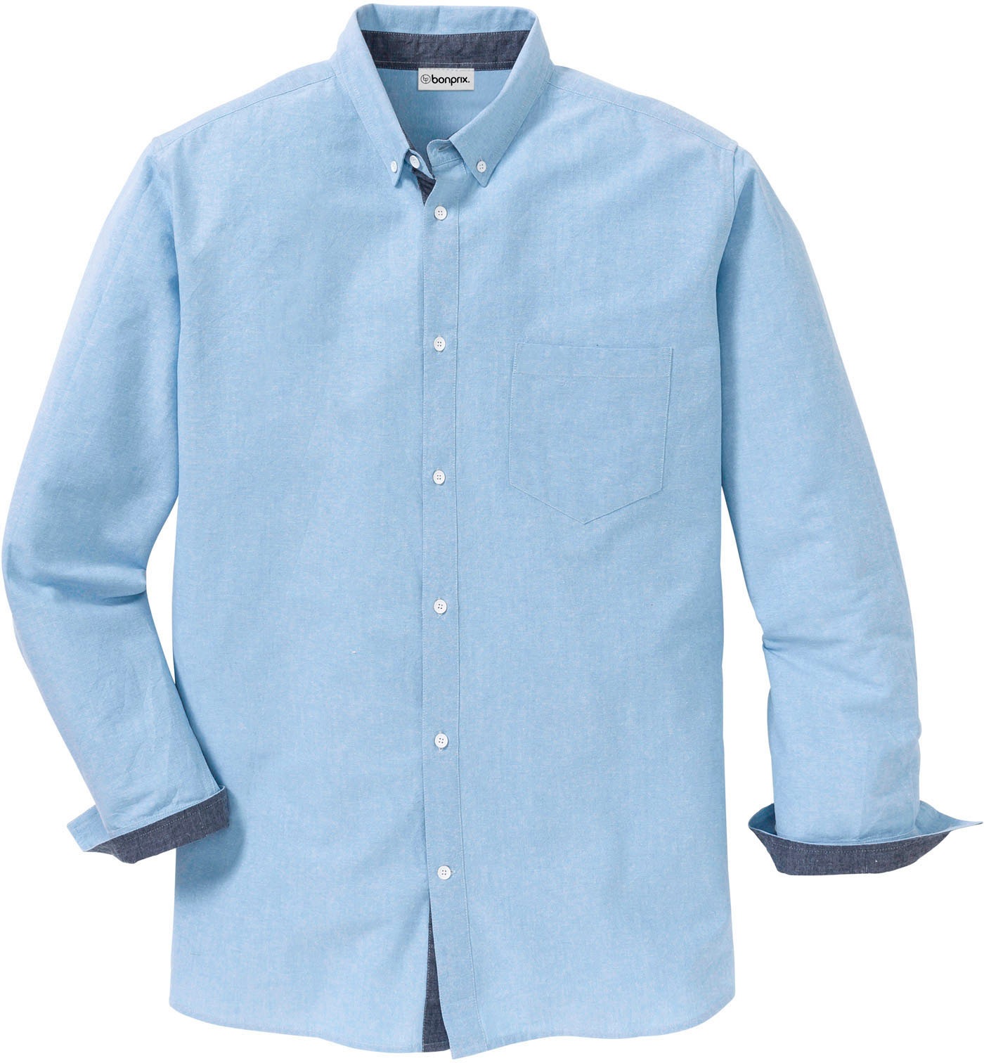 bonprix Langarmhemd »Oxford-Businesshemd aus reiner Baumwolle, Regular Fit« Regular fit, aus reiner Baumwolle, unifarben mit Farbeinsätzen