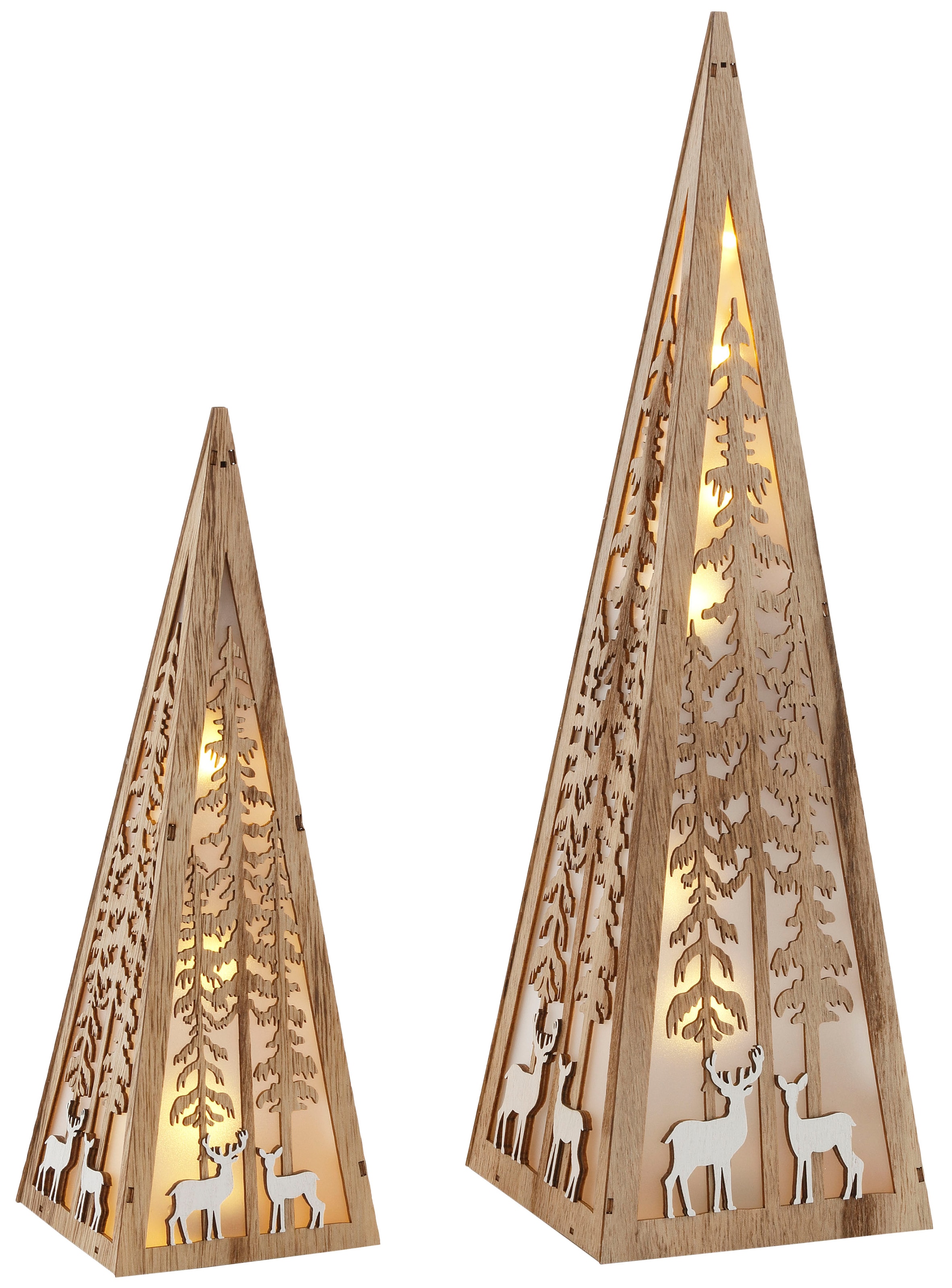 Home affaire LED Dekoobjekt »Pyramide«, im 2-teiligen Set, mit liebevollen  Details, Höhe ca. 30 + 45 cm online bestellen