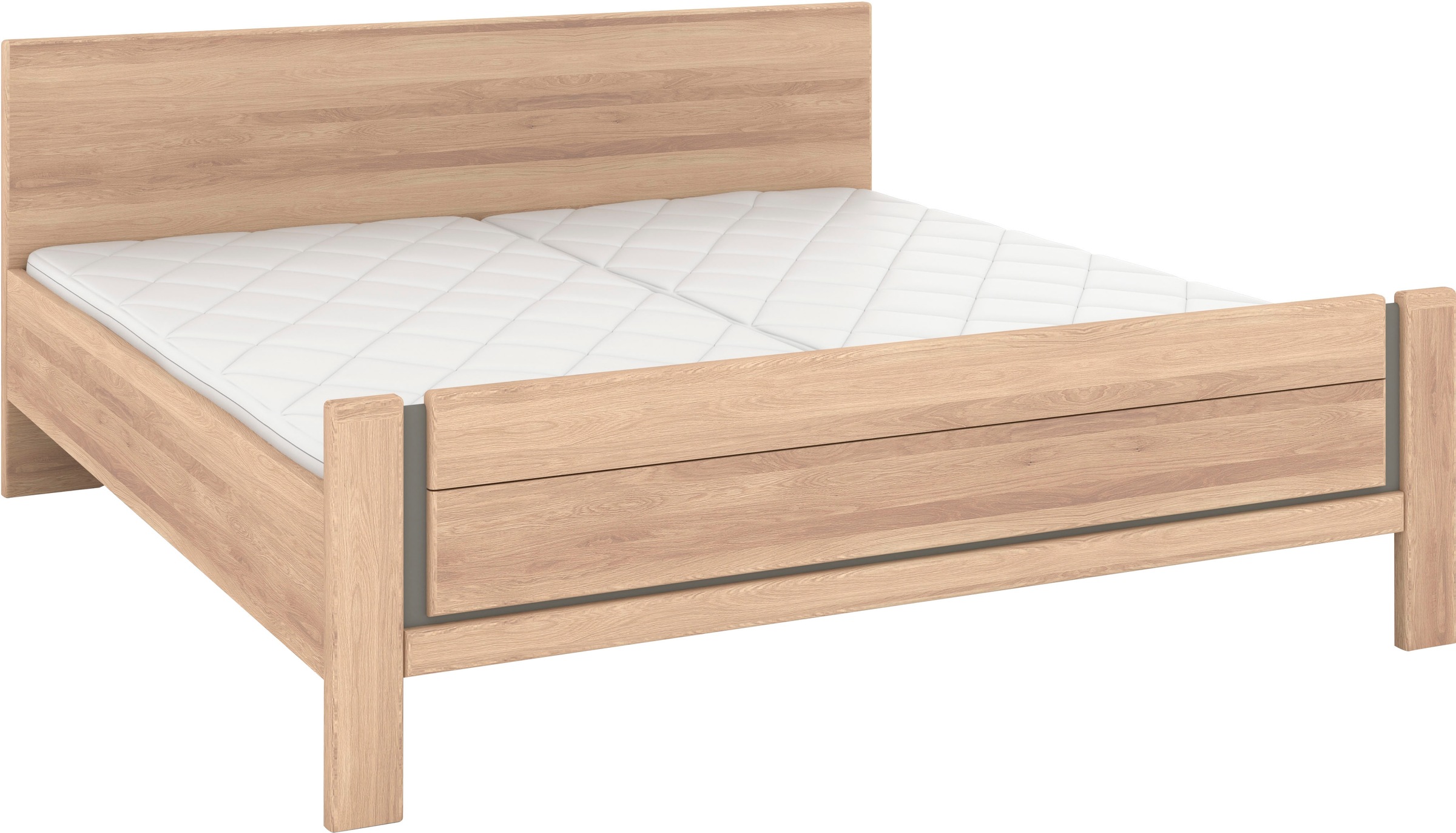 Musterring Holzbett »Sorrent, Bettgestell, Bettrahmen, teilmassiv Eiche«, (MADE IN GERMANY), Eiche teilmassiv, Liegehöhenverstellung, Stollenfußteil