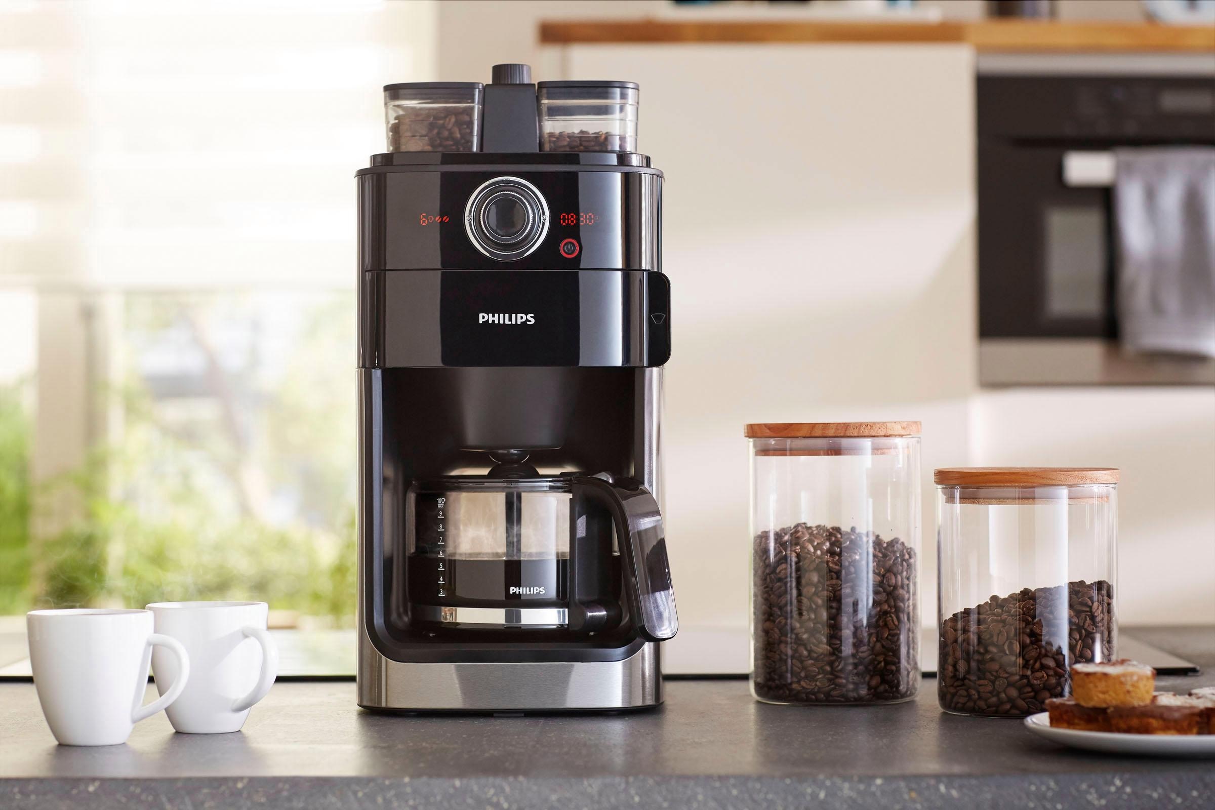 Philips Kaffeemaschine mit Mahlwerk »Grind & Brew HD7769/00«, doppeltes  Bohnenfach, edelstahl/schwarz online kaufen