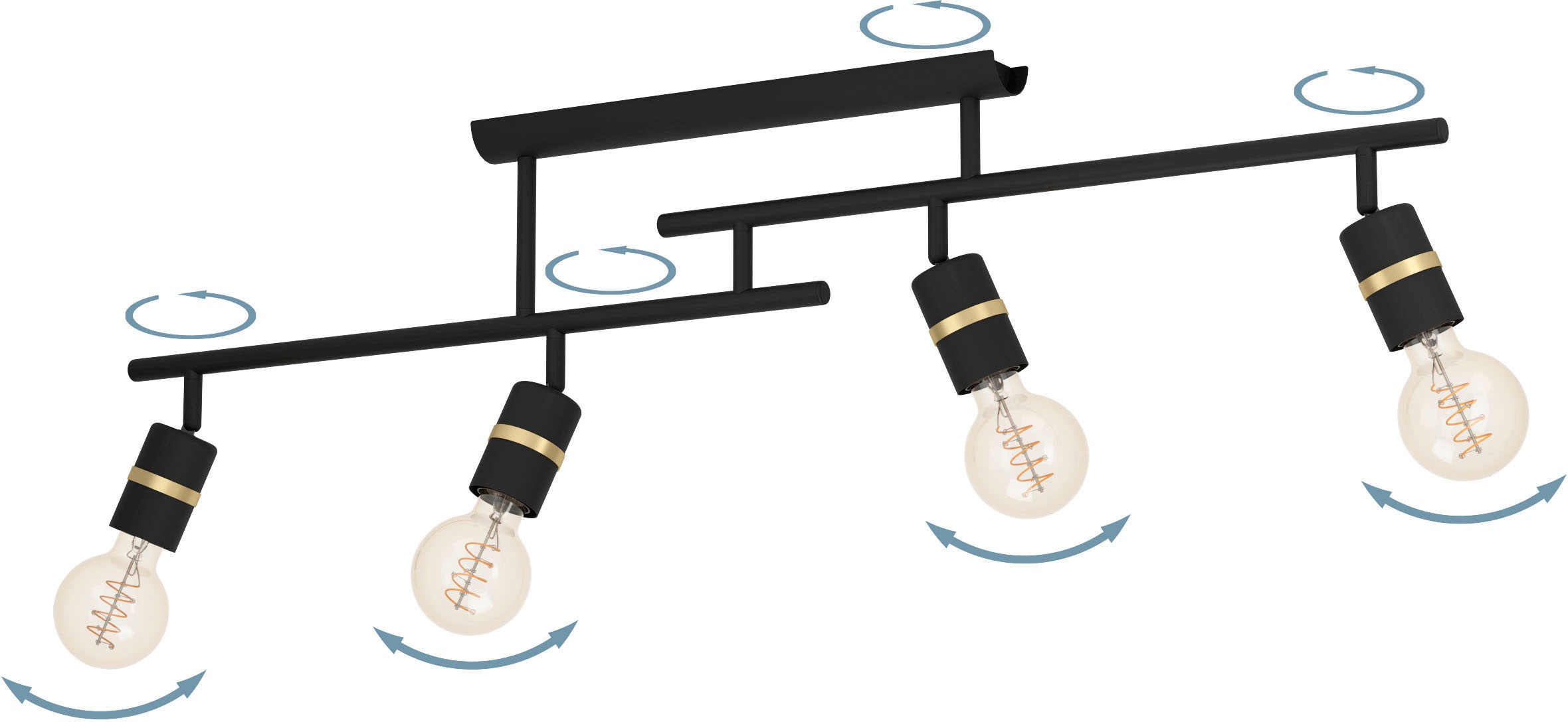 EGLO Deckenleuchte »LURONE« E27 1 Stk. Deckenleuchte in schwarz und messing aus Stahl  -  exkl. E27 - 10W