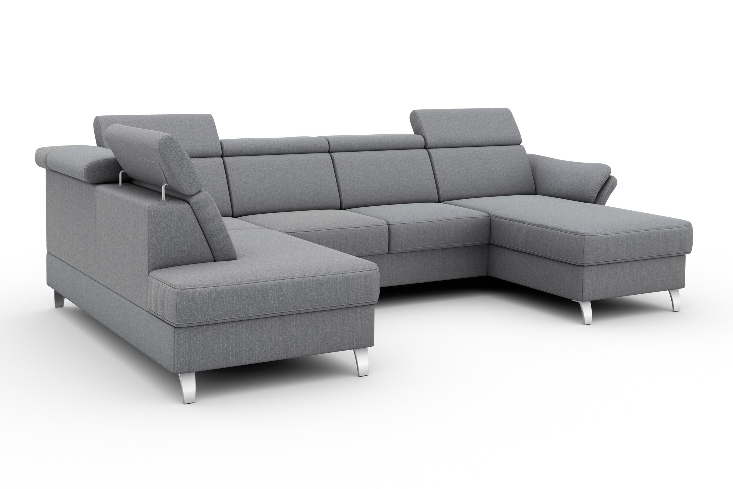 sit&more Wohnlandschaft »Vincenzo U-Form«, inklusive Kopfteilverstellung, wahlweise mit Bettfunktion, Bettkasten