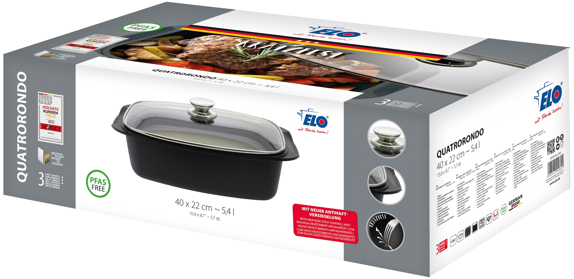 Elo Basic Bräter »Universalbräter Quatrorondo, Aluguss 32cm«, Aluminiumguss, (1 tlg.)