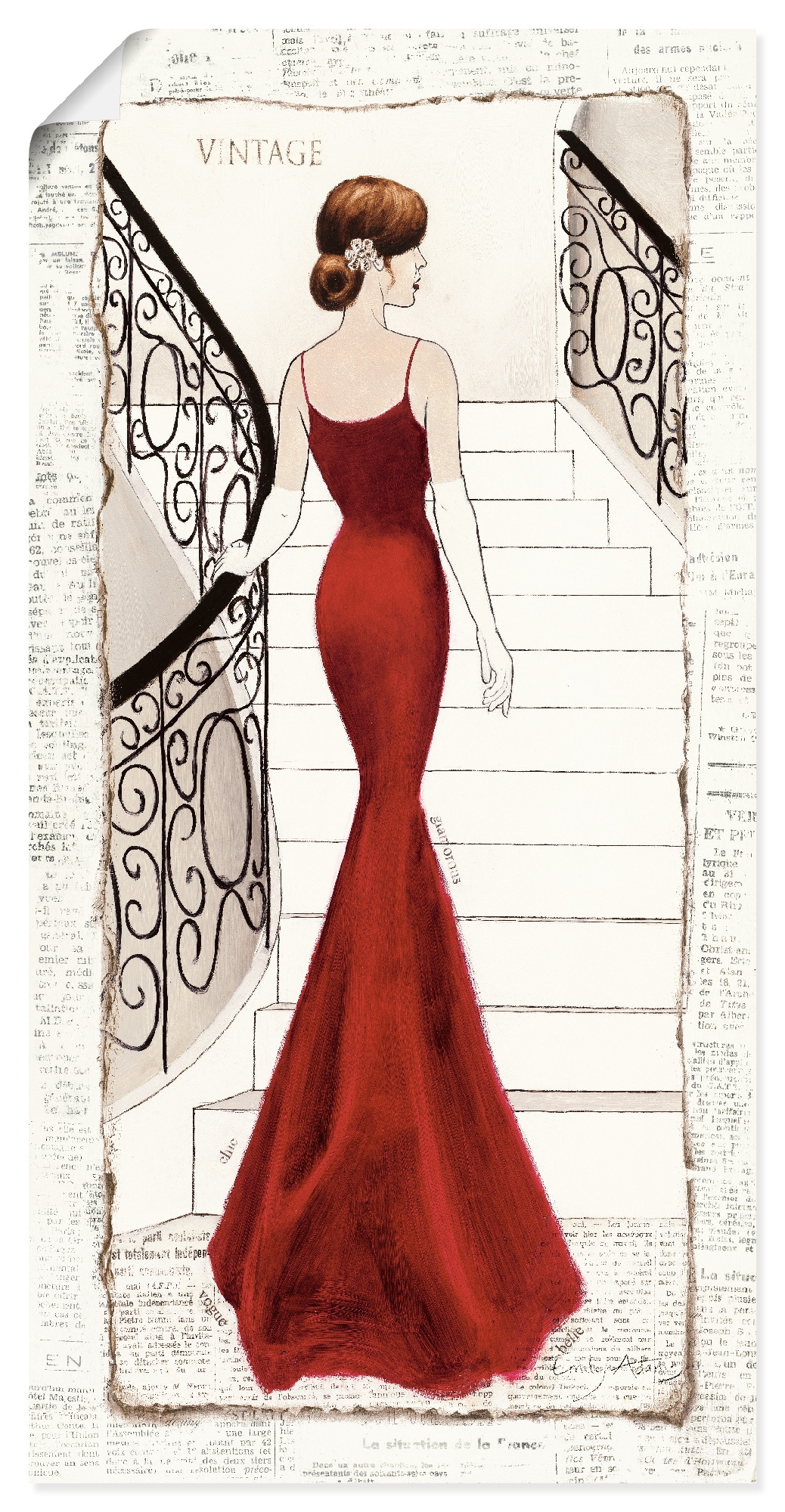 Artland Wandbild »Die schöne in Rot«, Frau, (1 St.), als Leinwandbild, Poster, Wandaufkleber in verschied. Größen