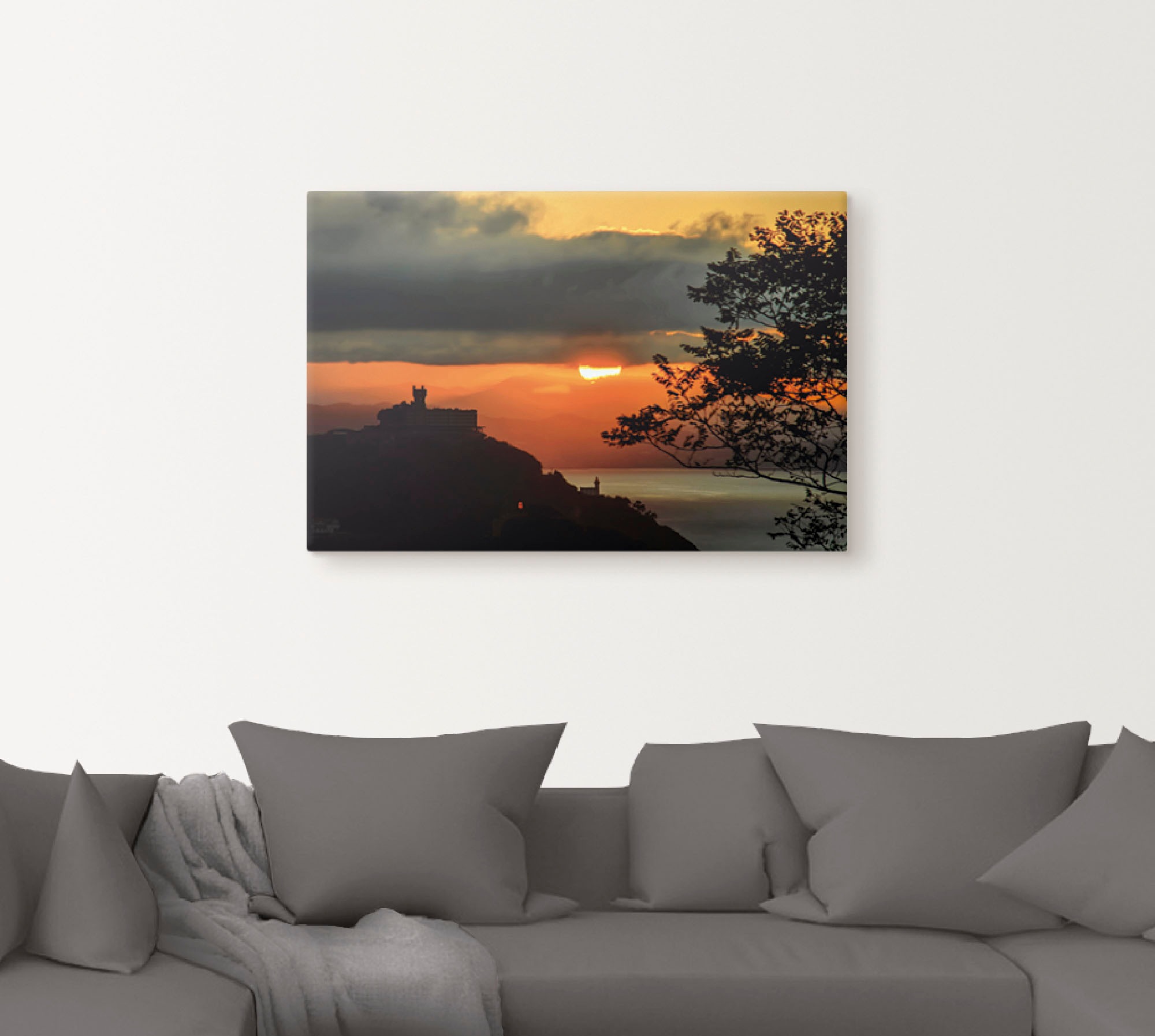 Artland Wandbild »Sonnenuntergang San Sebastian Donostia«, Sonnenaufgang & -untergang (1 Stück), in vielen Größen & Produktarten - Alubild / Outdoorbild, Leinwandbild, Poster, Wandaufkleber / Wandtattoo auch für Badezimmer geeignet