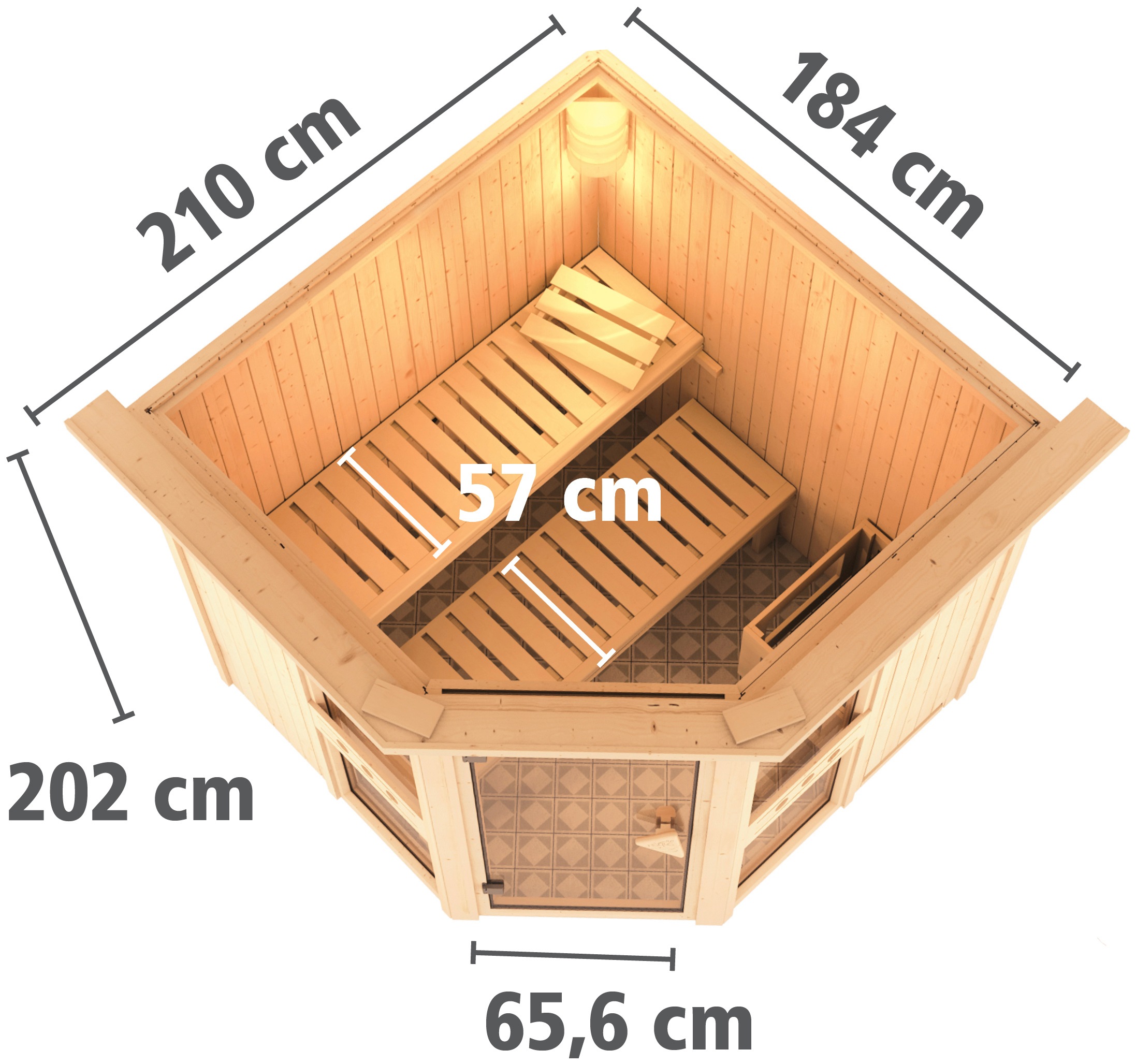 Karibu Sauna »Aline 1«, 9-kW-Ofen mit externer Steuerung