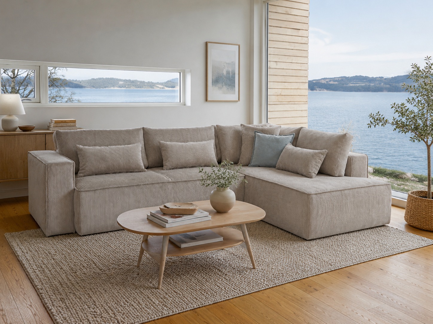 OTTO home Ecksofa »Tillian, Schlafsofa« Breite 294 cm, Breitkord, Sitzfläche mit Taschenfederkern