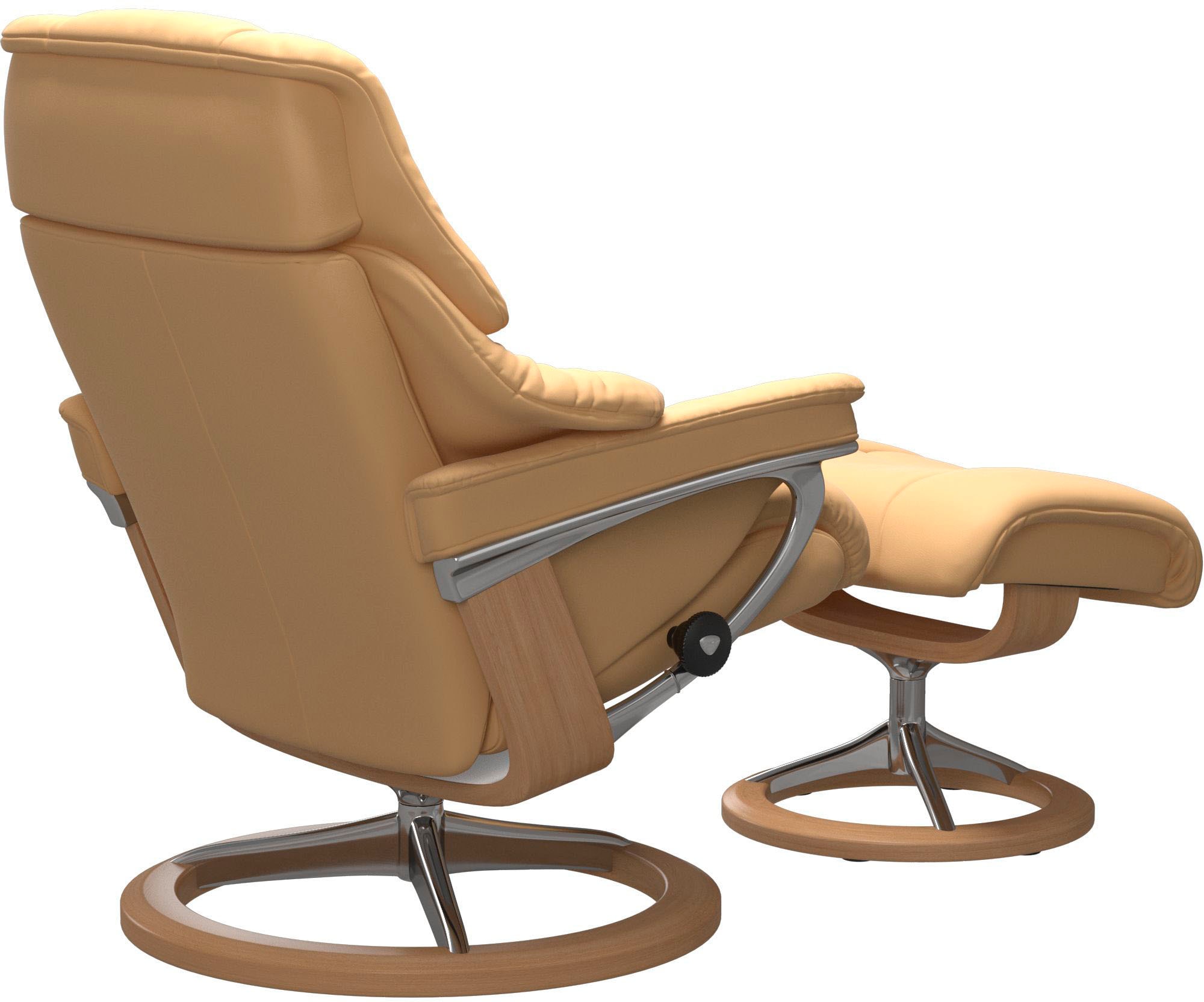 Stressless® Relaxsessel »Reno« Set, Relaxsessel mit Hocker,  mit Hocker, mit Signature Base, Größe S, M & L, Gestell Eiche